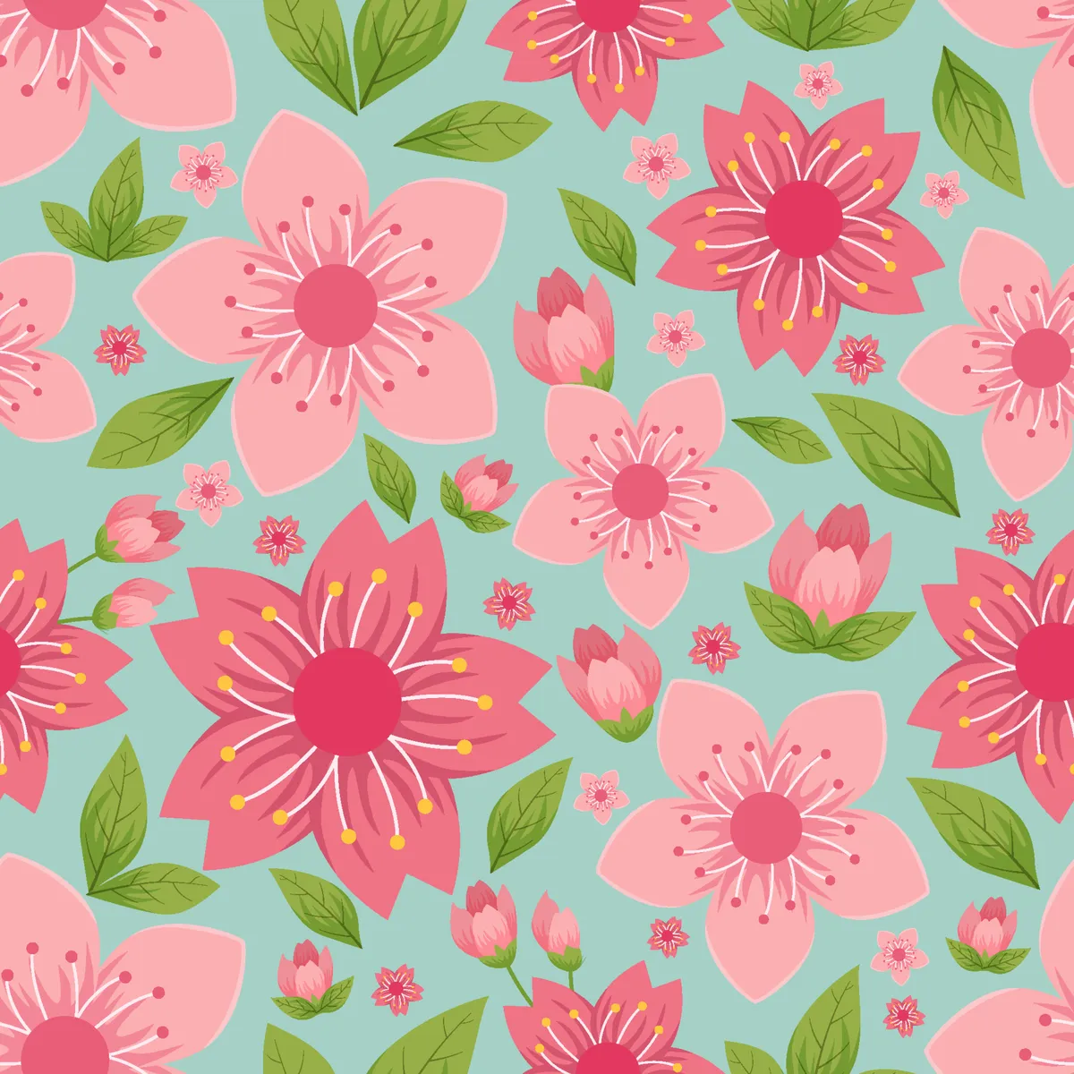 Seamless Pattern Cherry Blossom Background