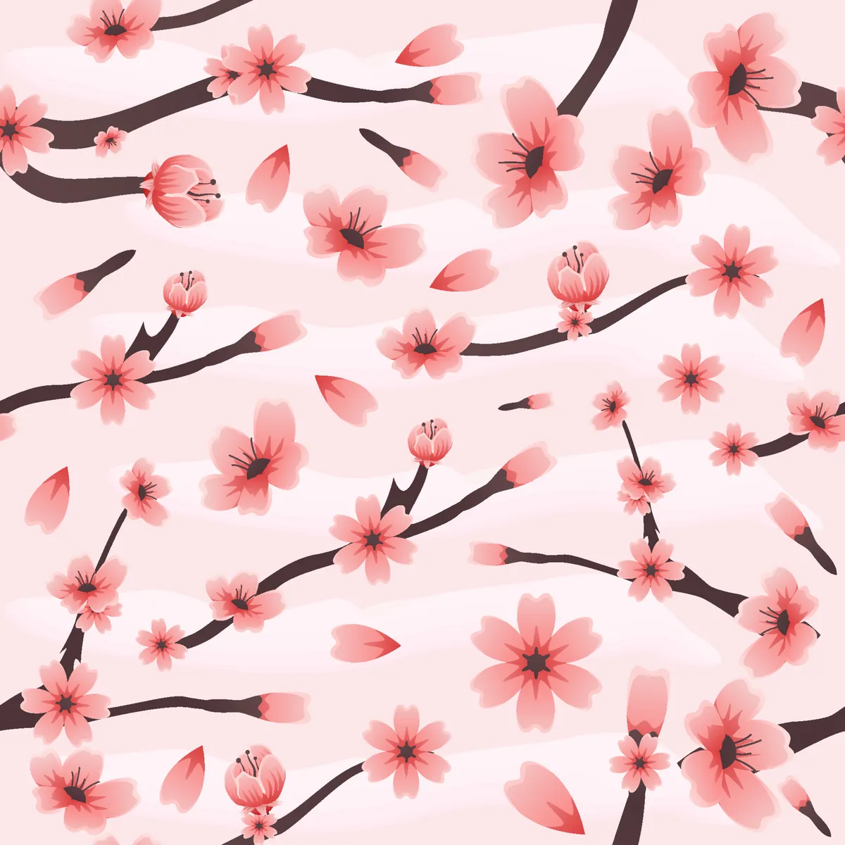 Seamless Pattern of Cherry Blossom