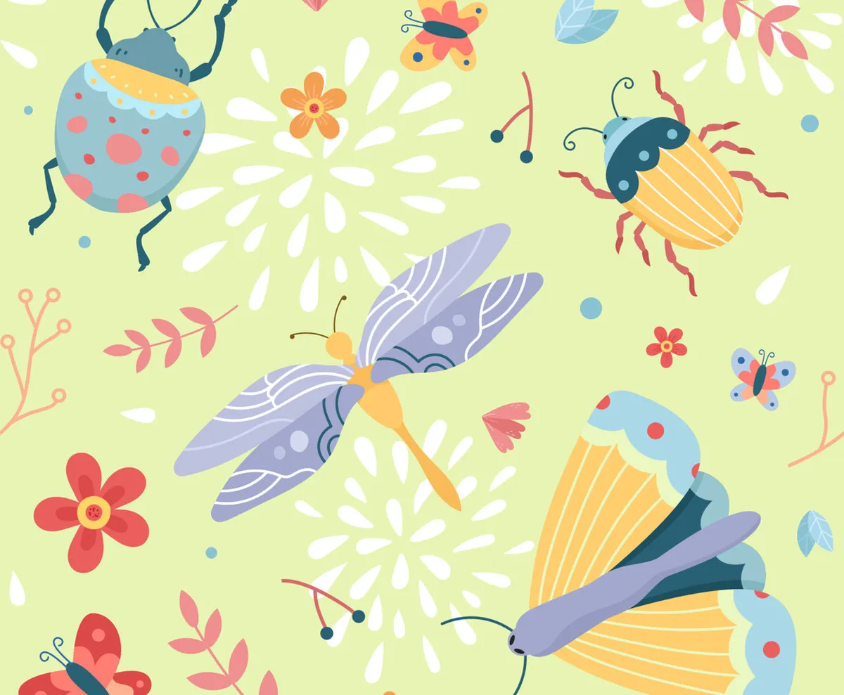 Seamless Pattern Bugs and Insects