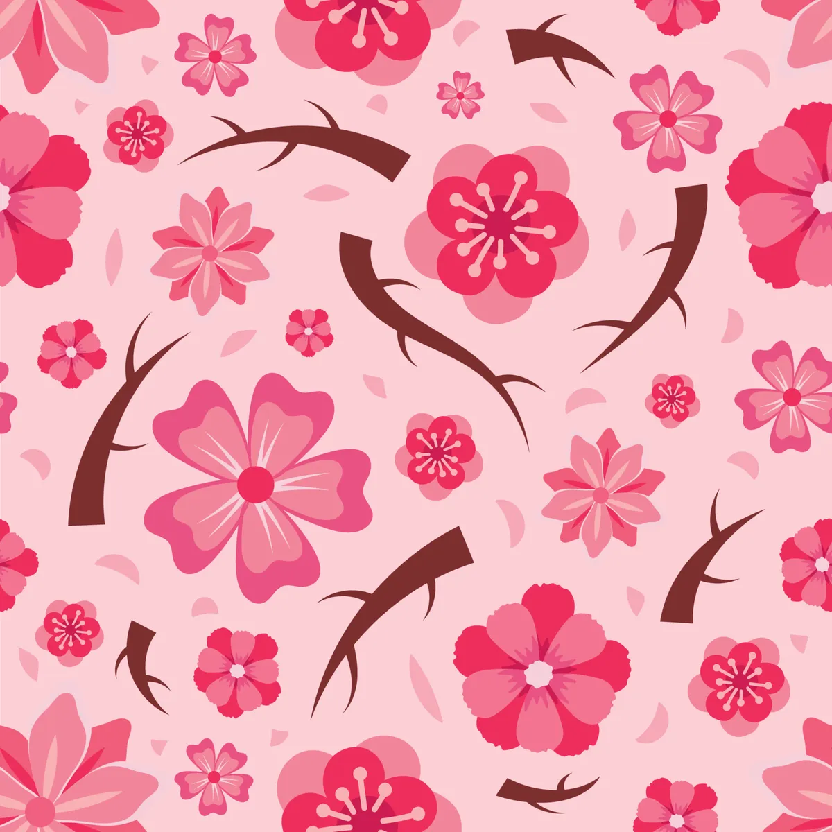 Abstract Cherry Blossom Seamless Pattern