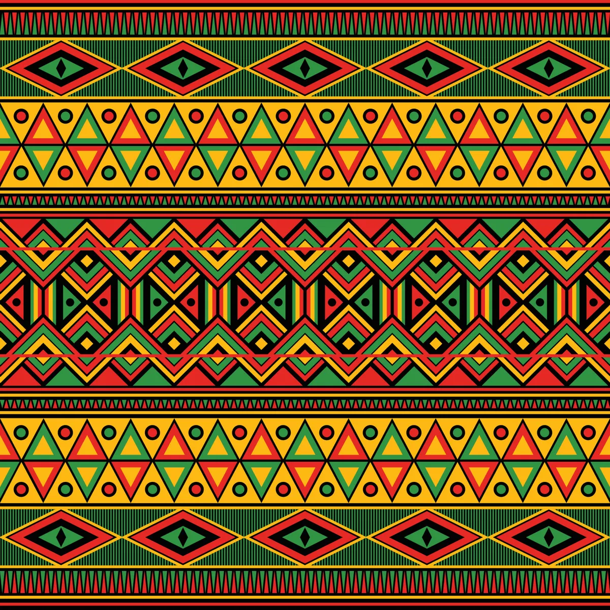 Pan African Color in Tribal Seamless Pattern