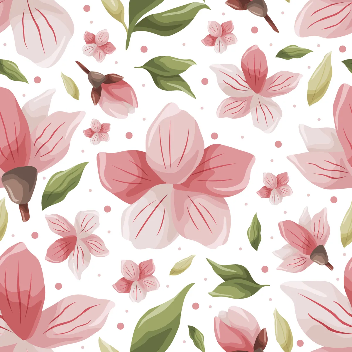 Cherry Blossom BLooming FLower Seamless Pattern