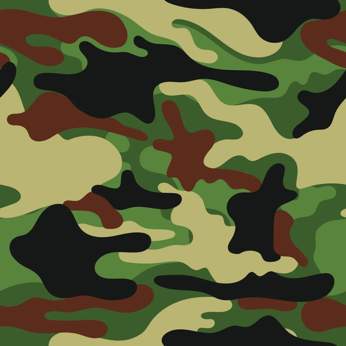 Abstract Objects Seamless Pattern With Army Colors