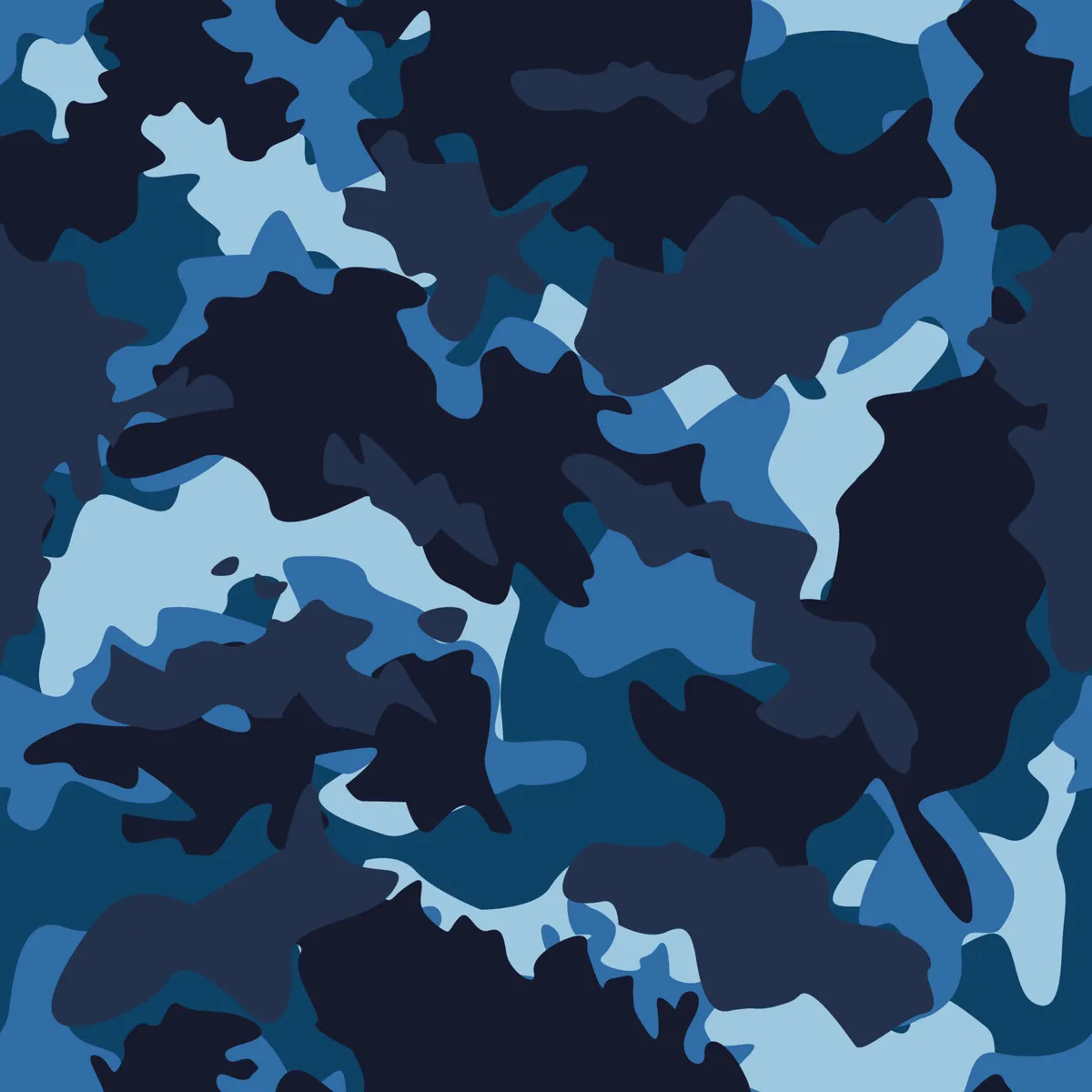Deep Blue Ocean Army Camouflage Seamless Pattern