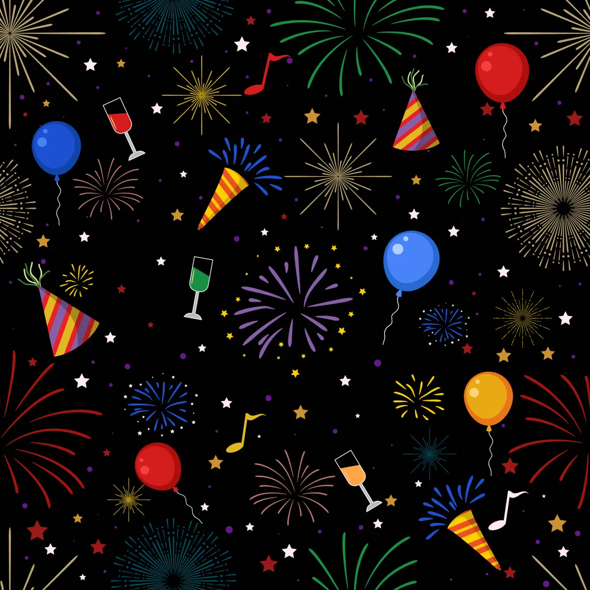 Happy New Year Seamless Pattern Background