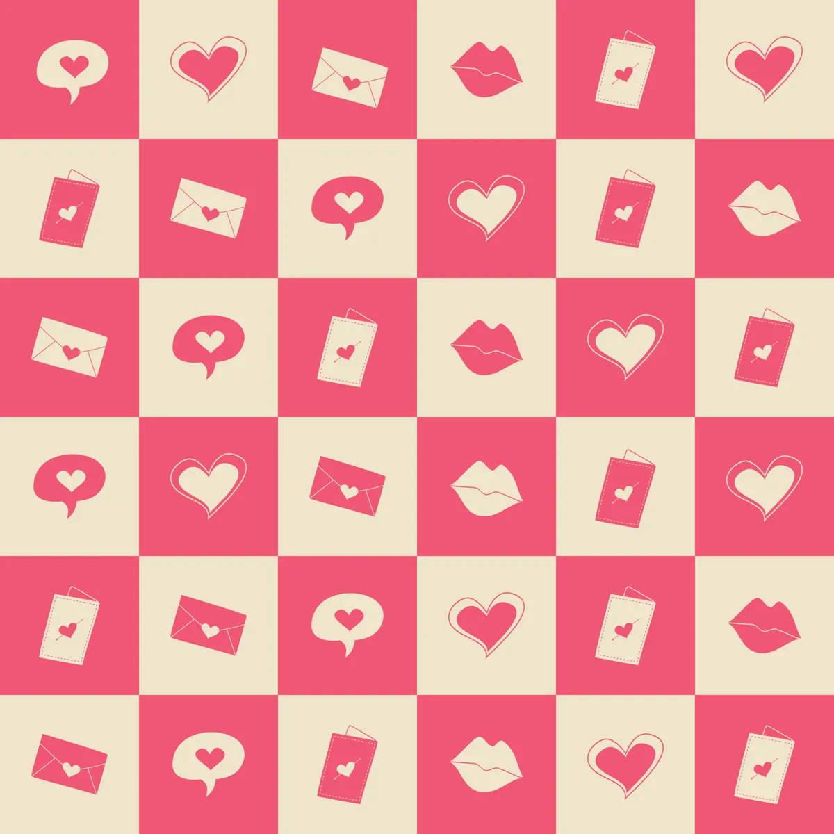 36 Square Valentine Ornament Seamless Pattern