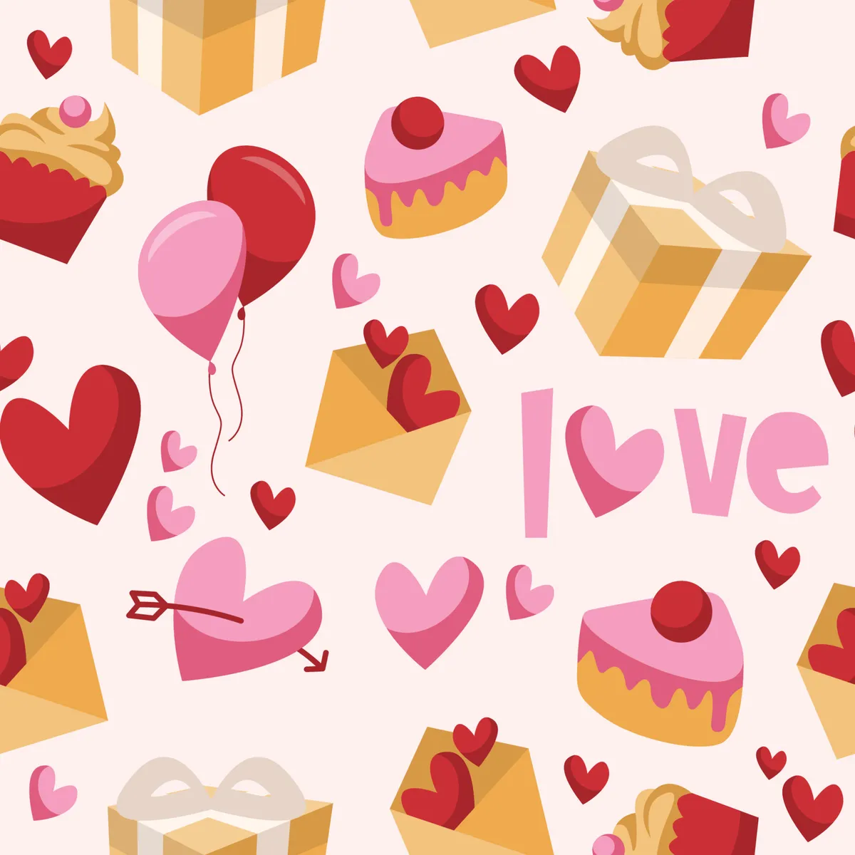 Valentine Day Seamless Pattern in Pastel Color