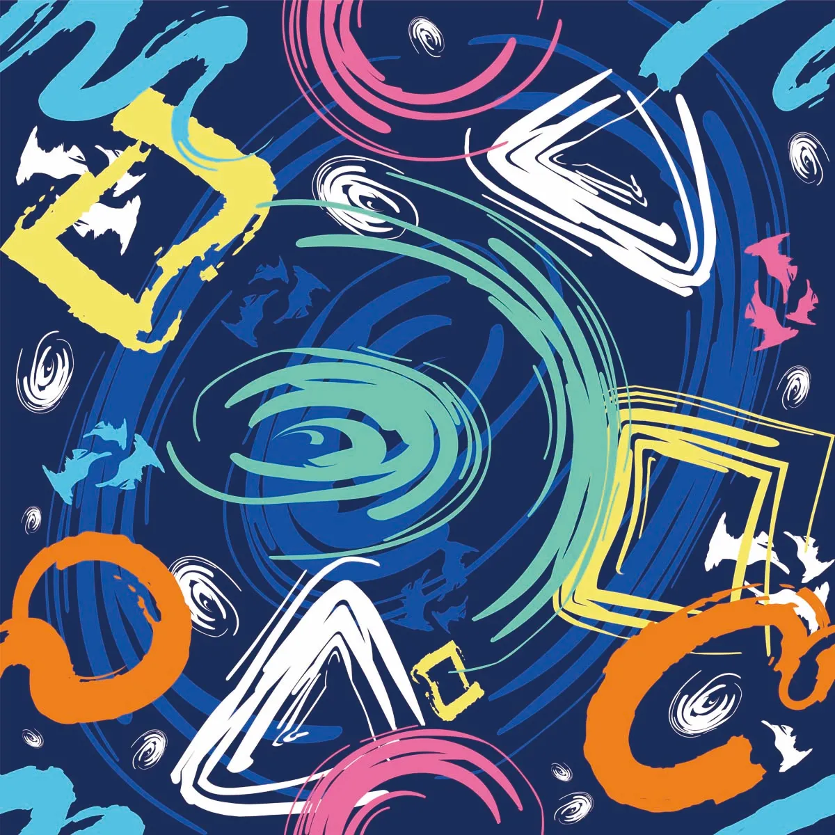 Colourful Hand Drawn Brush Strokes Seamless Pattern