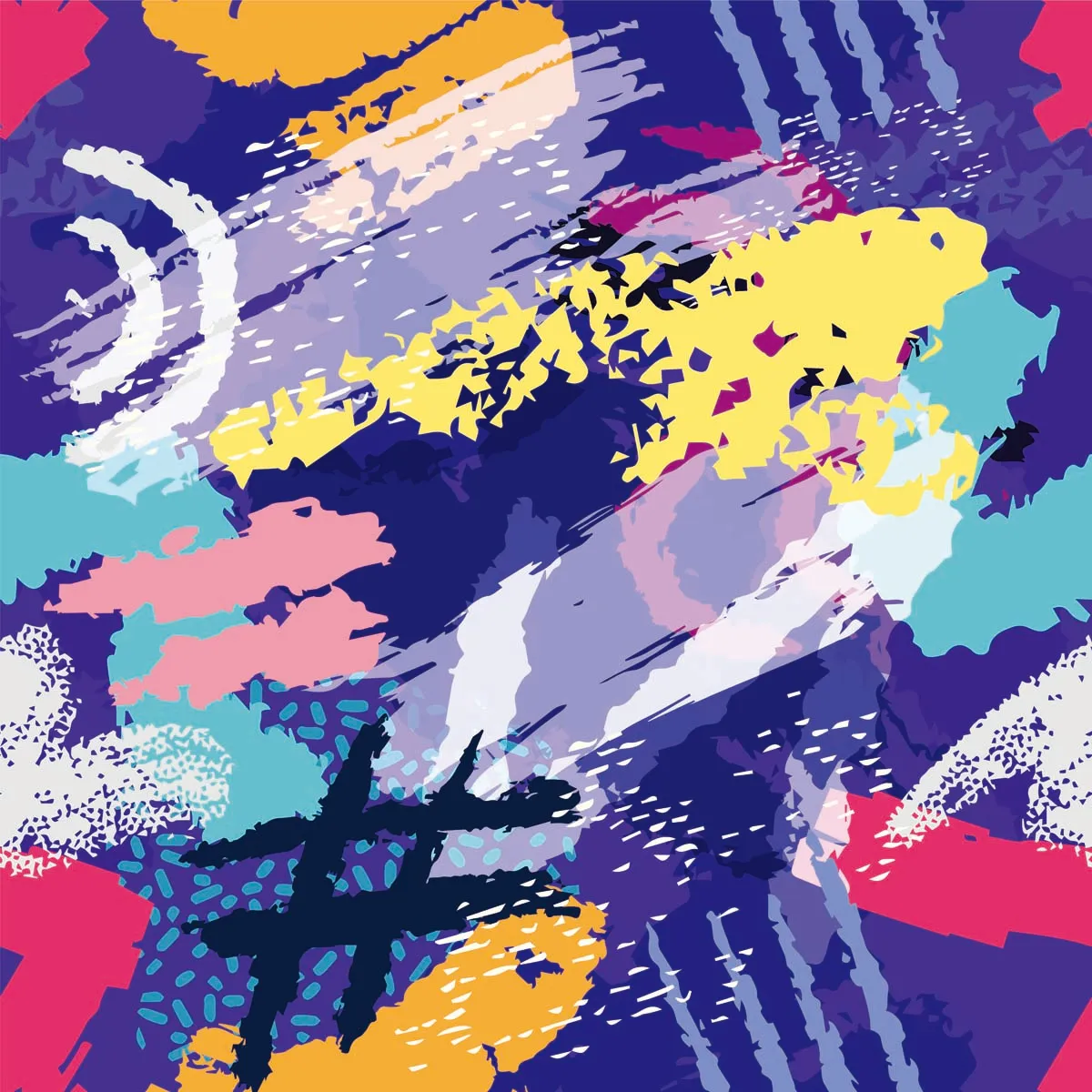 Abstract Brush Stroke Colorfull Seamless Pattern