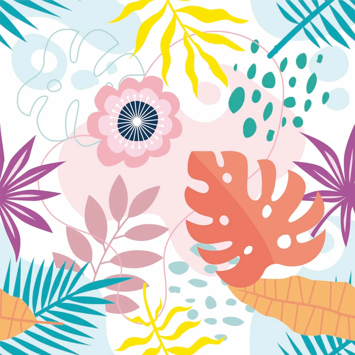 Abstract Floral Colourful Seamless Pattern Vector Background