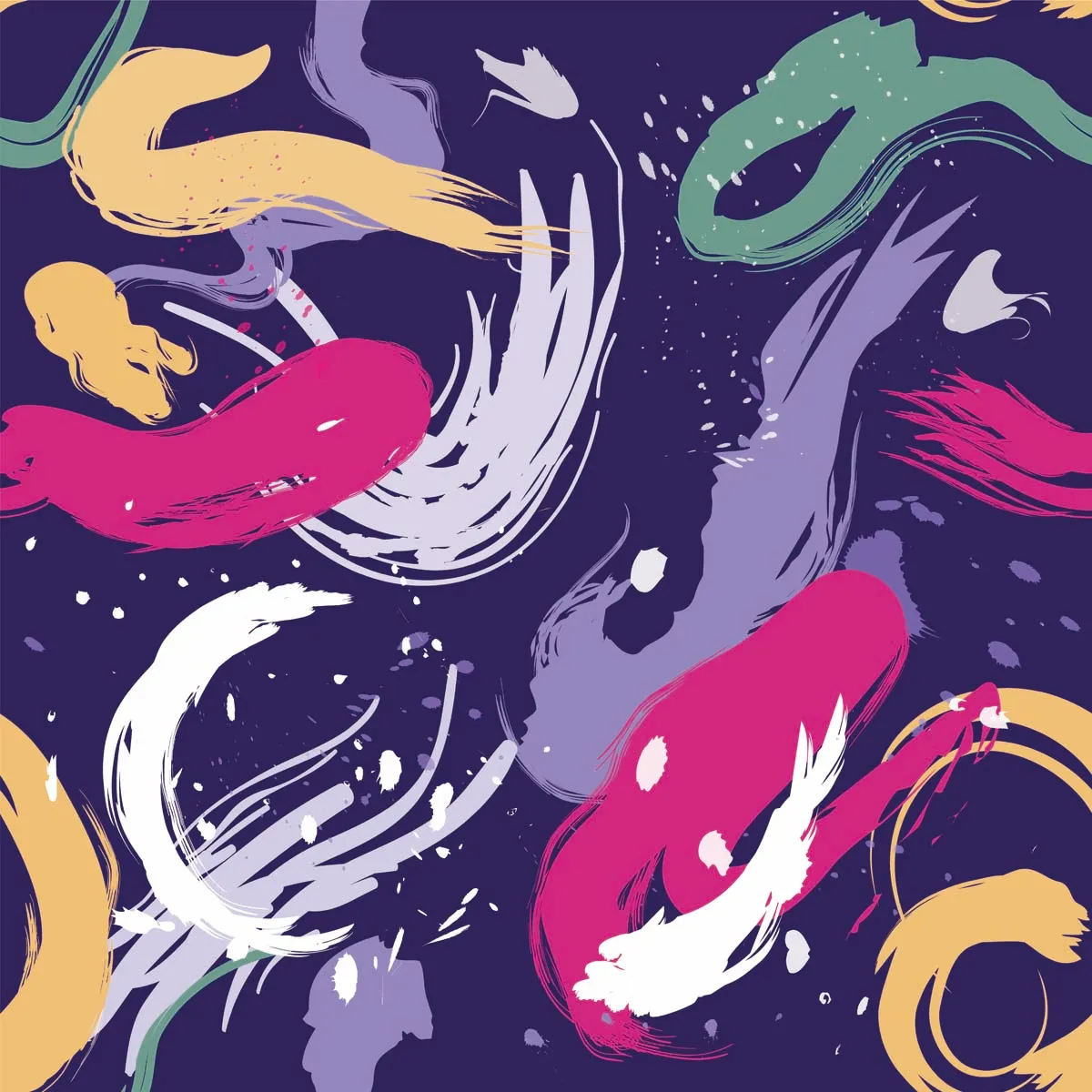 Hand Drawn Brushes Stroke Seamless Pattern