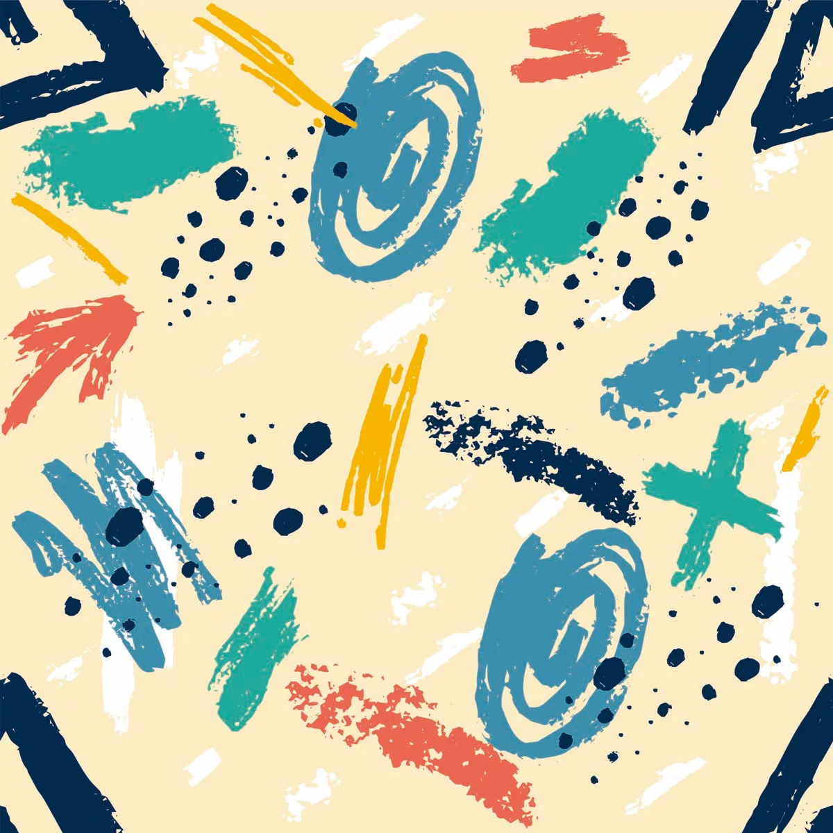 Hand Drawn Brush Strokes Texture Seamless Pattern