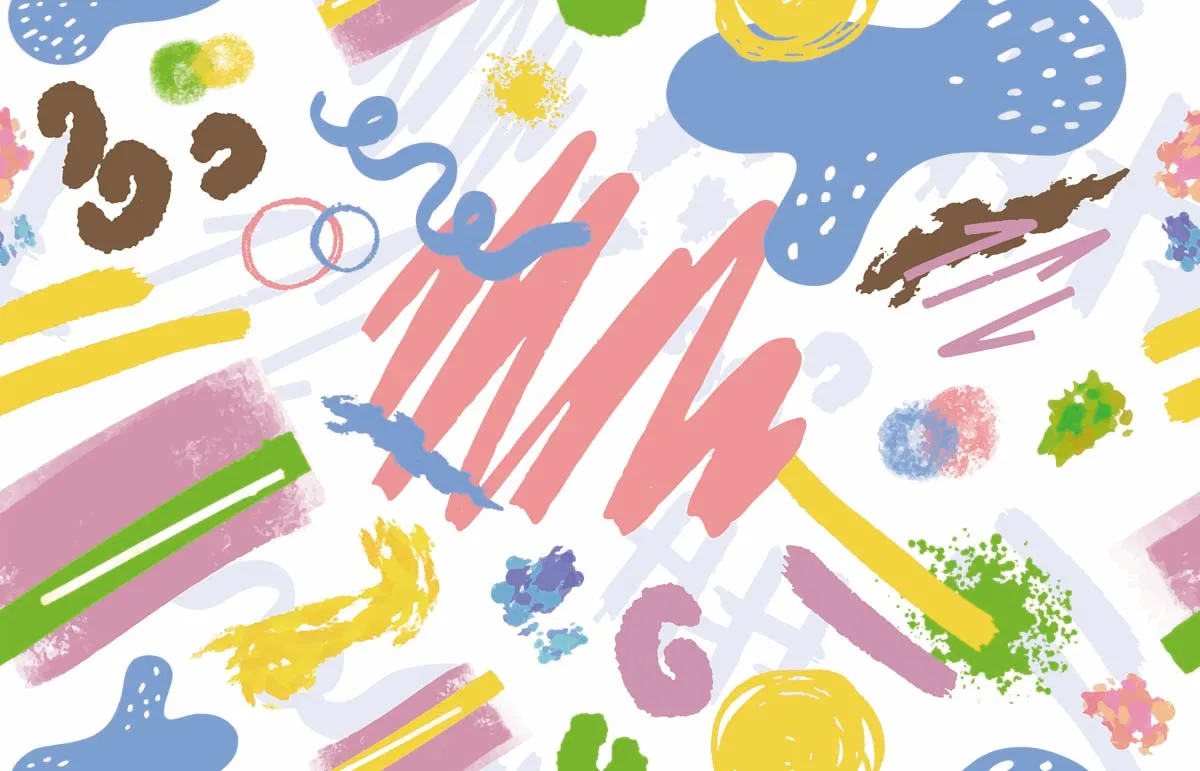 Festive Handdrawn Abstract Brush Seamless Pattern