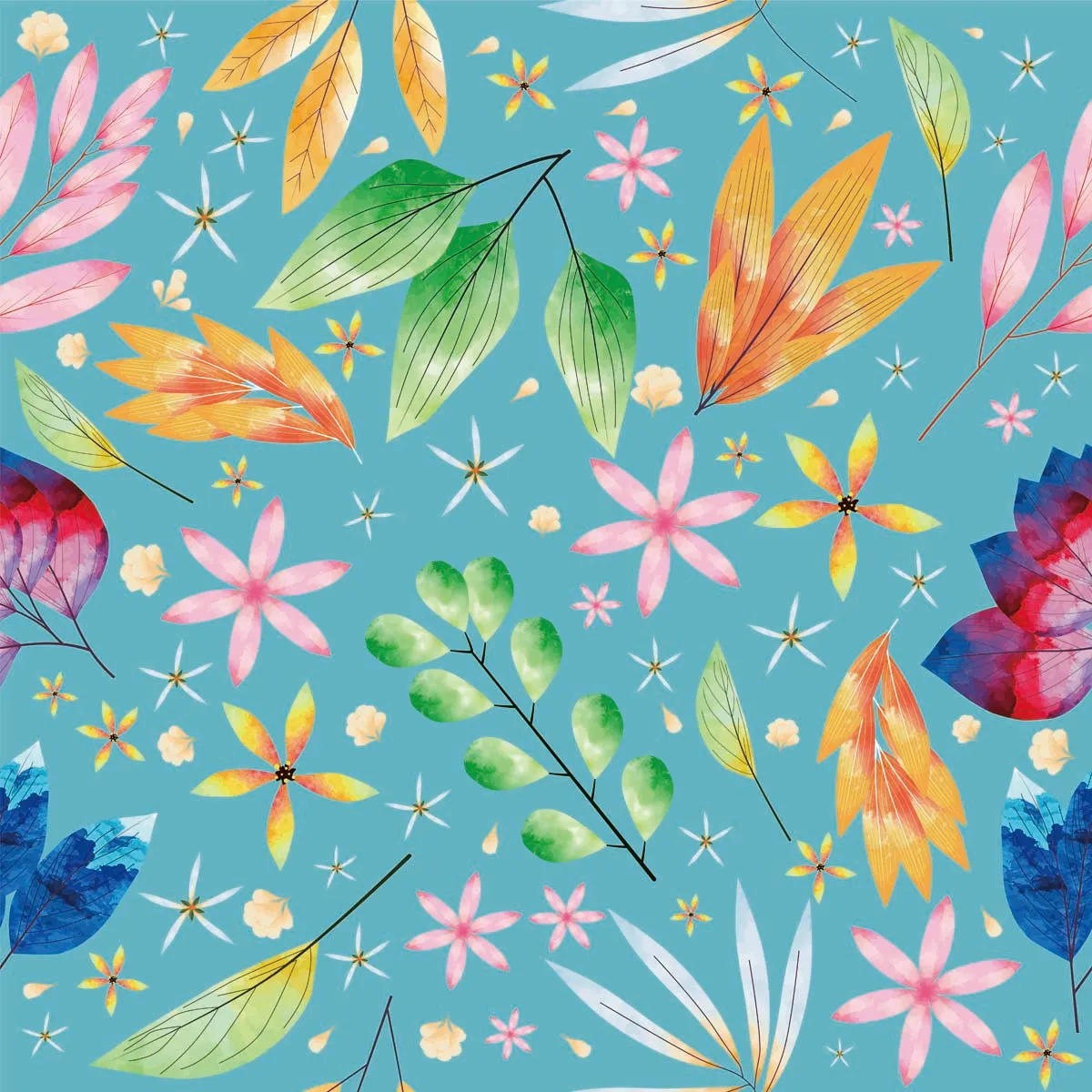 Floral Water Color Seamless Pattern Background