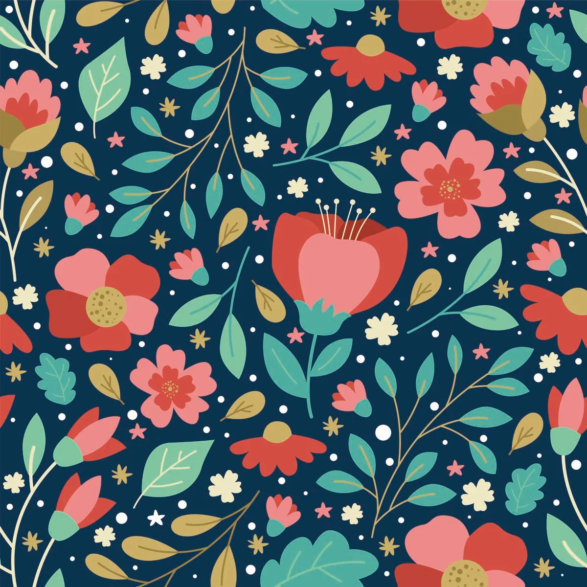 Blooming Flower And Floral Seamless Pattern Background