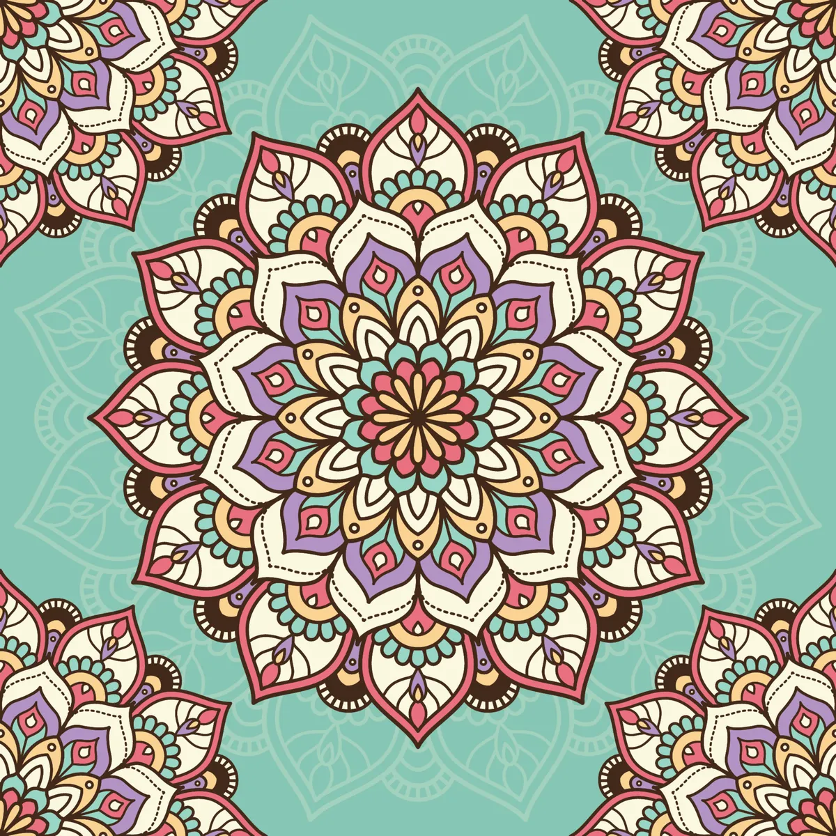 Colorful Seamless Mandala Pattern