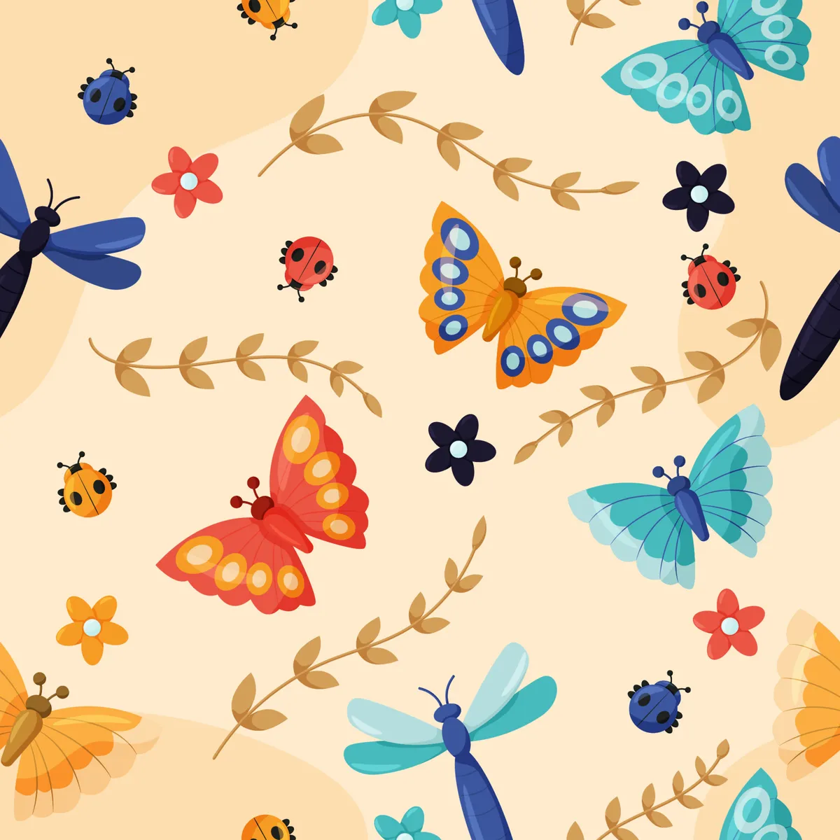 Insect Seamless Pattern Background