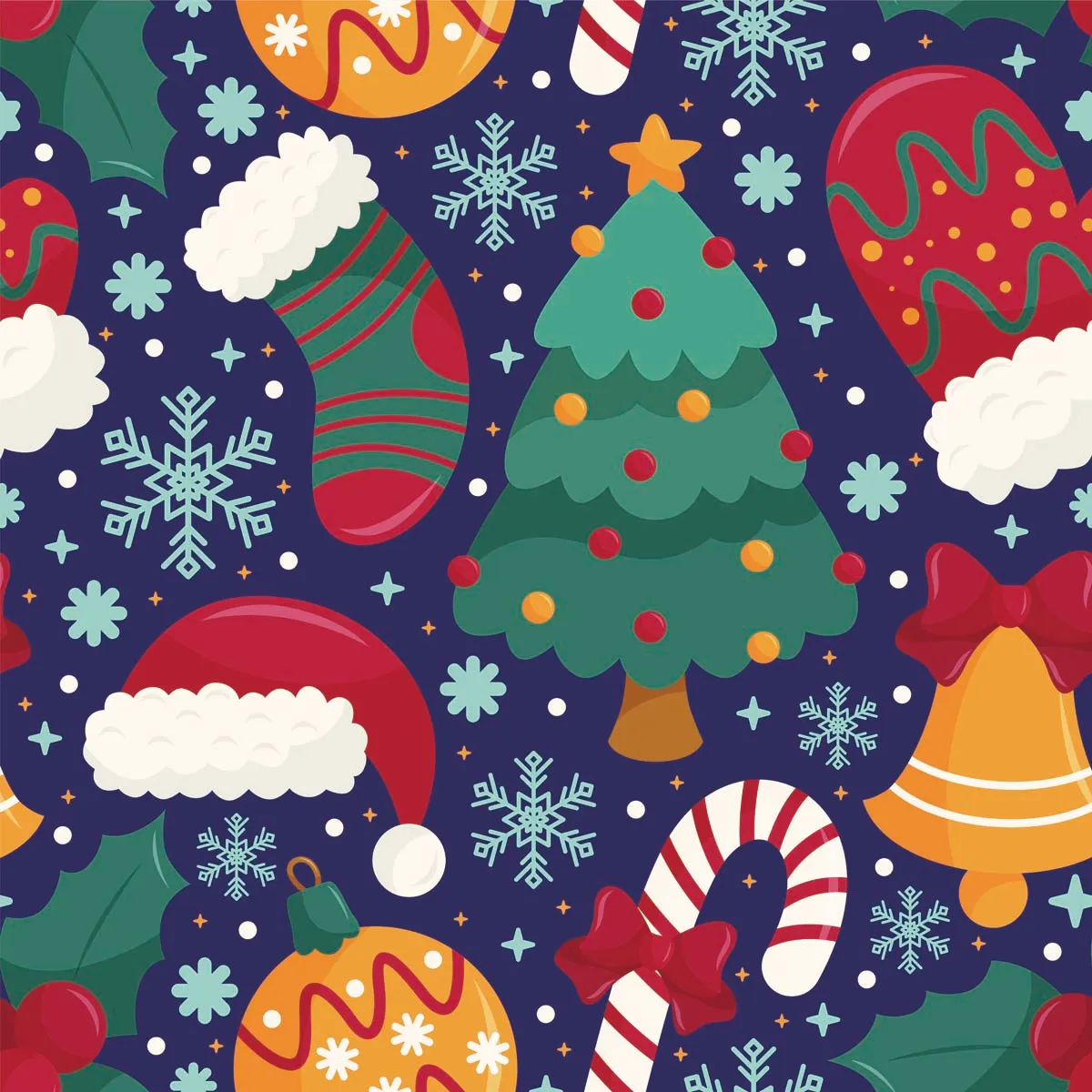 Cute Christmas Doodle Seamless Pattern