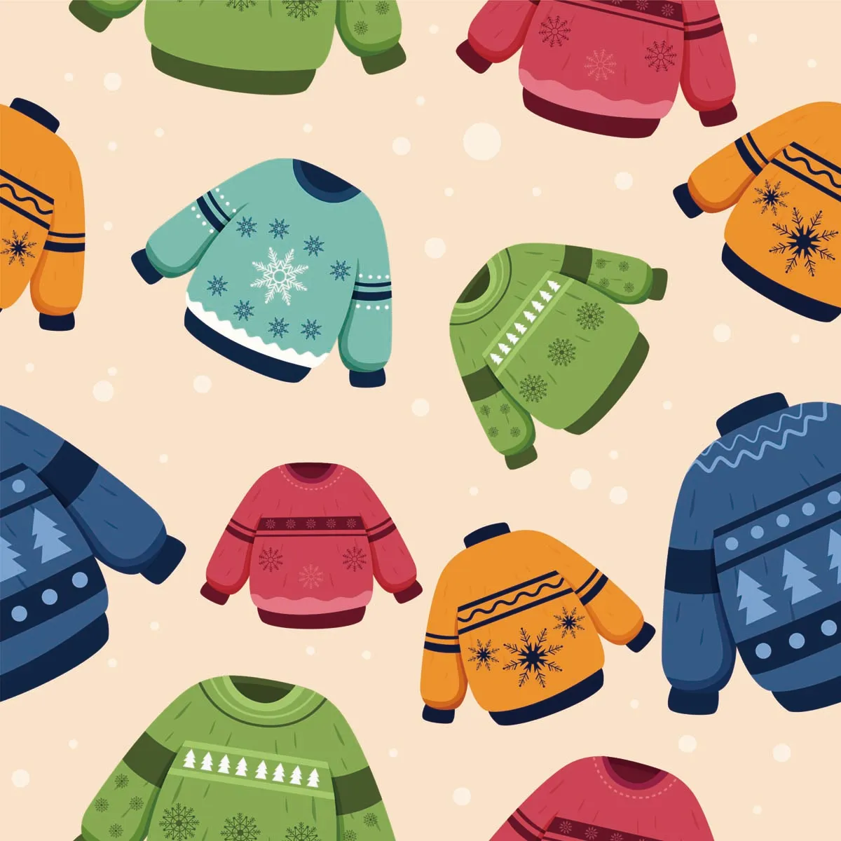 Seamless Pattern Ugly Sweaters Background