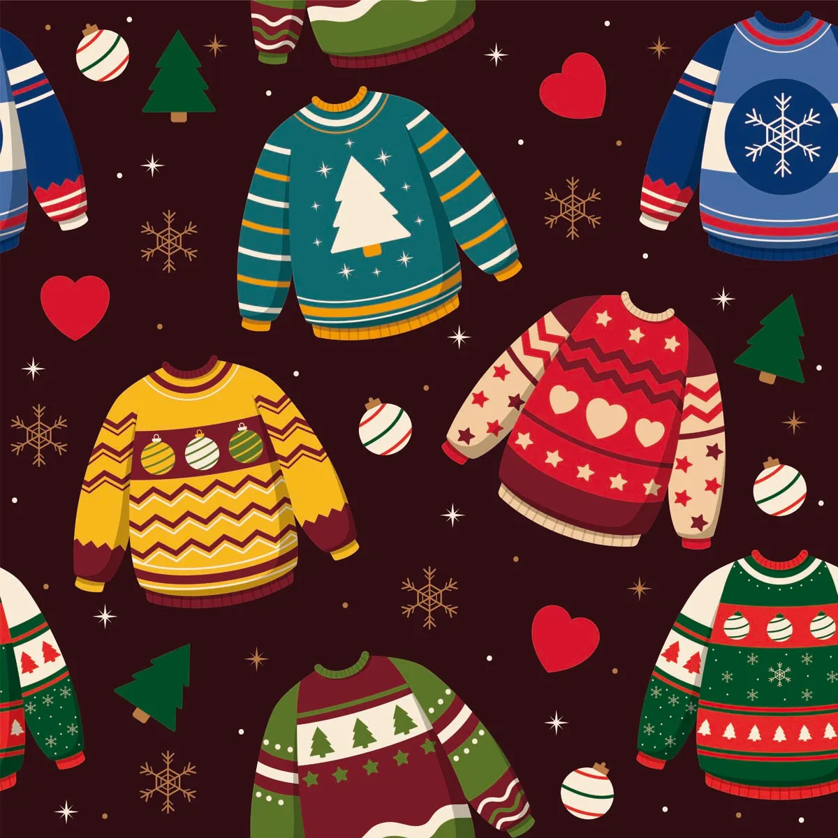 Ugly Sweater Seamless Pattern Background