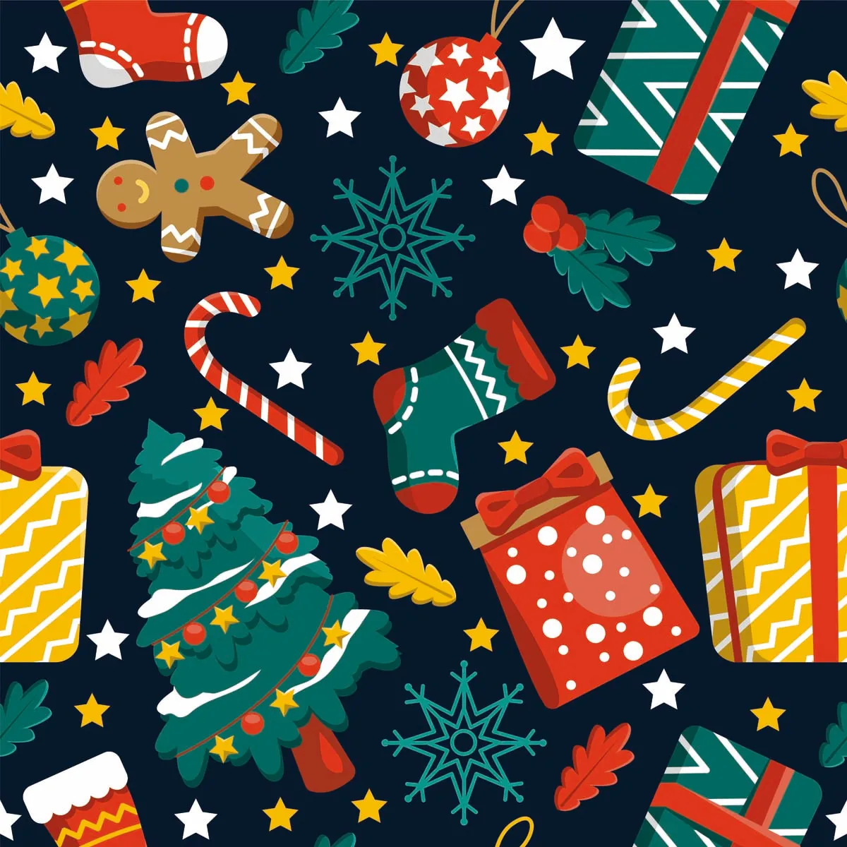 Christmas Holiday Seamless Pattern Background