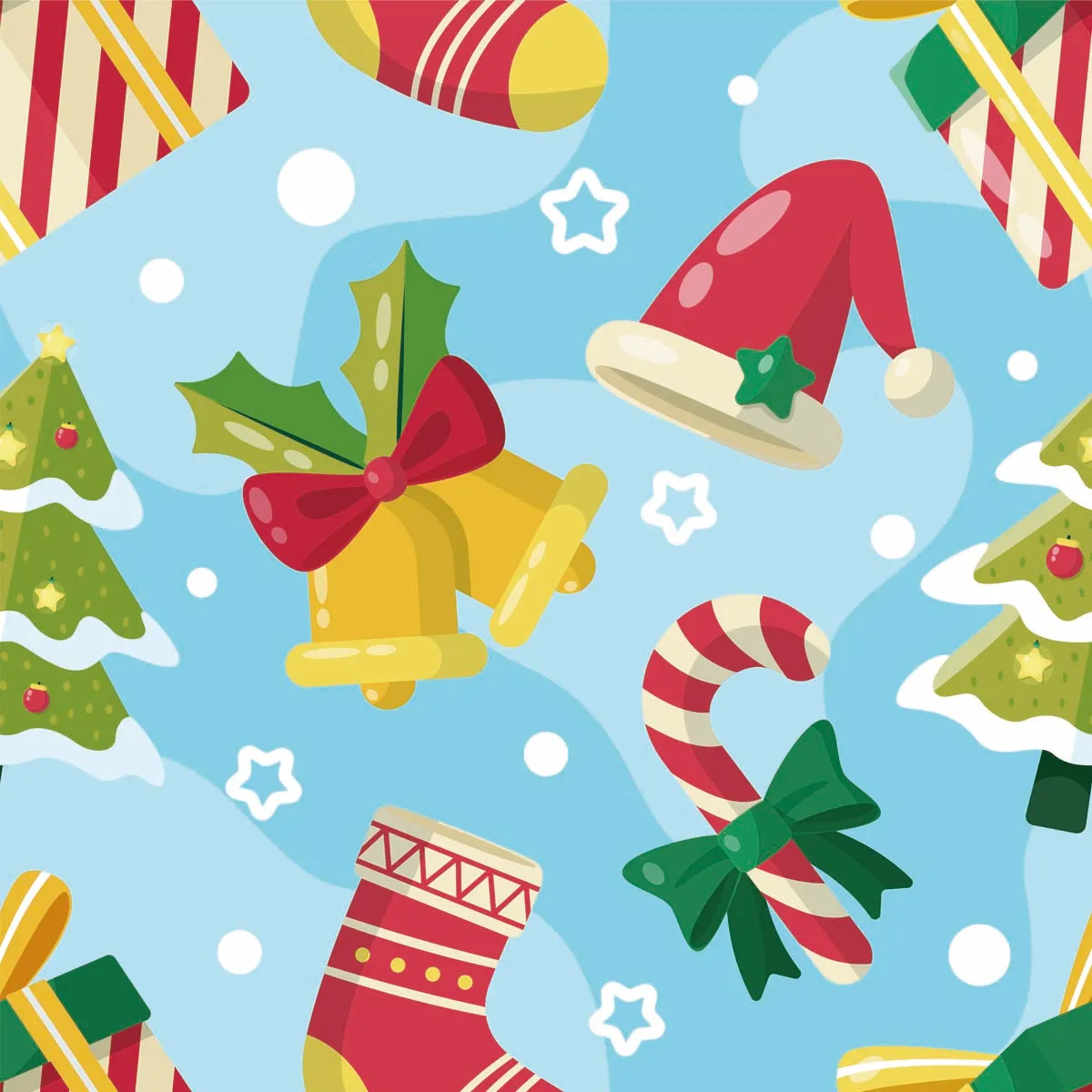 Cute Chrismas Elements Seamless Pattern
