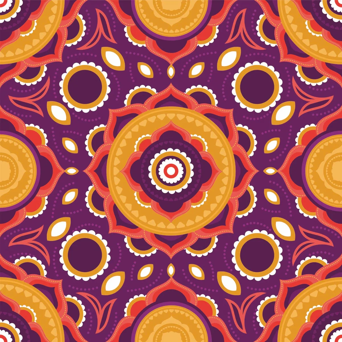 Colorful Diwali Rangoli Seamless Pattern