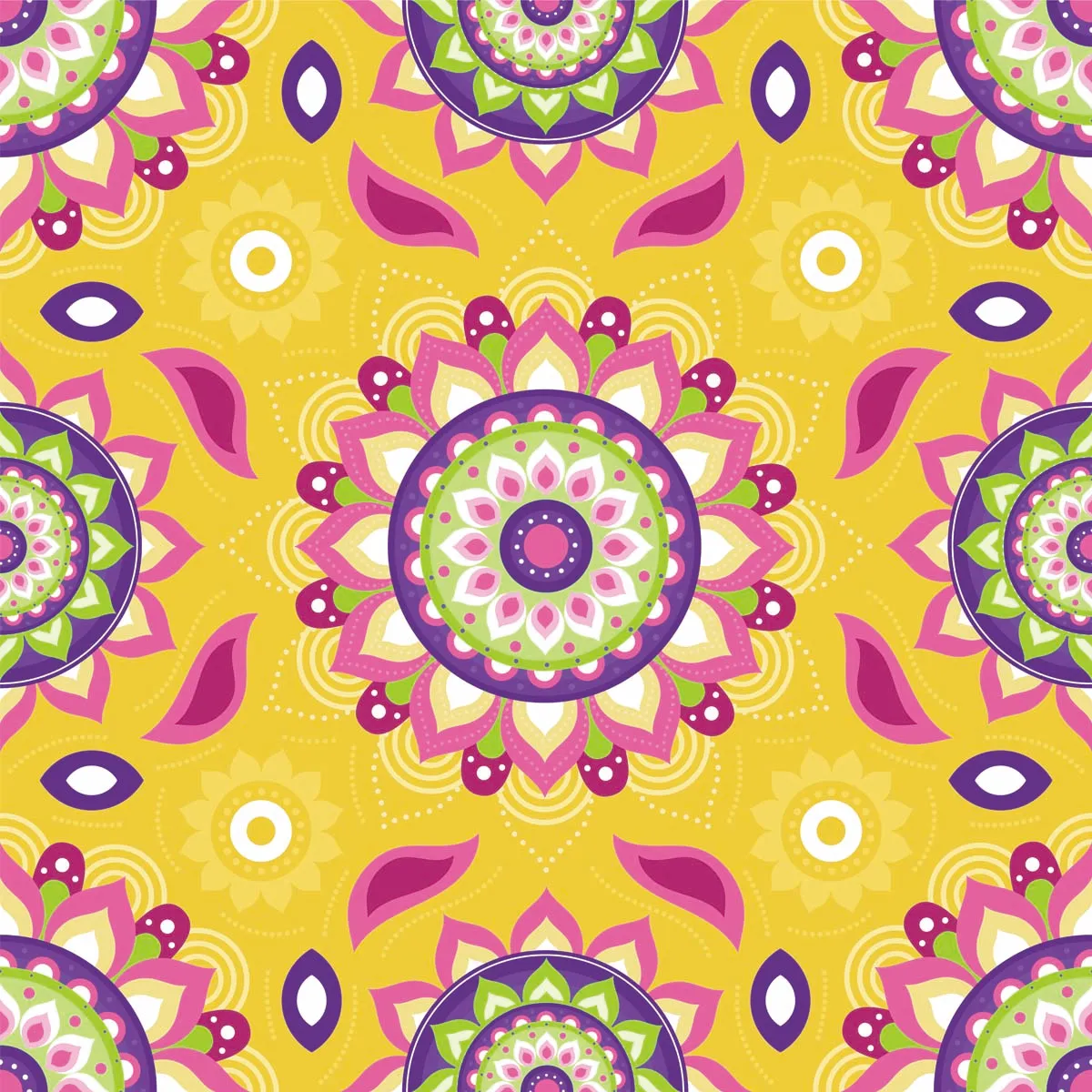 Flat Diwali Rangoli Seamless Pattern