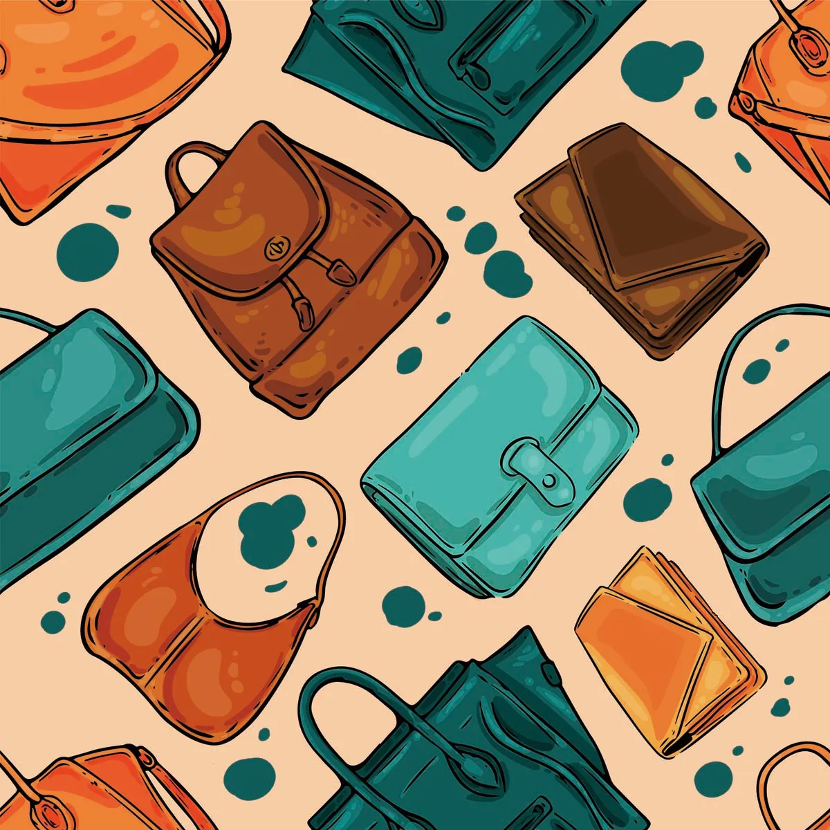 Doodle Bags Seamless Pattern Background