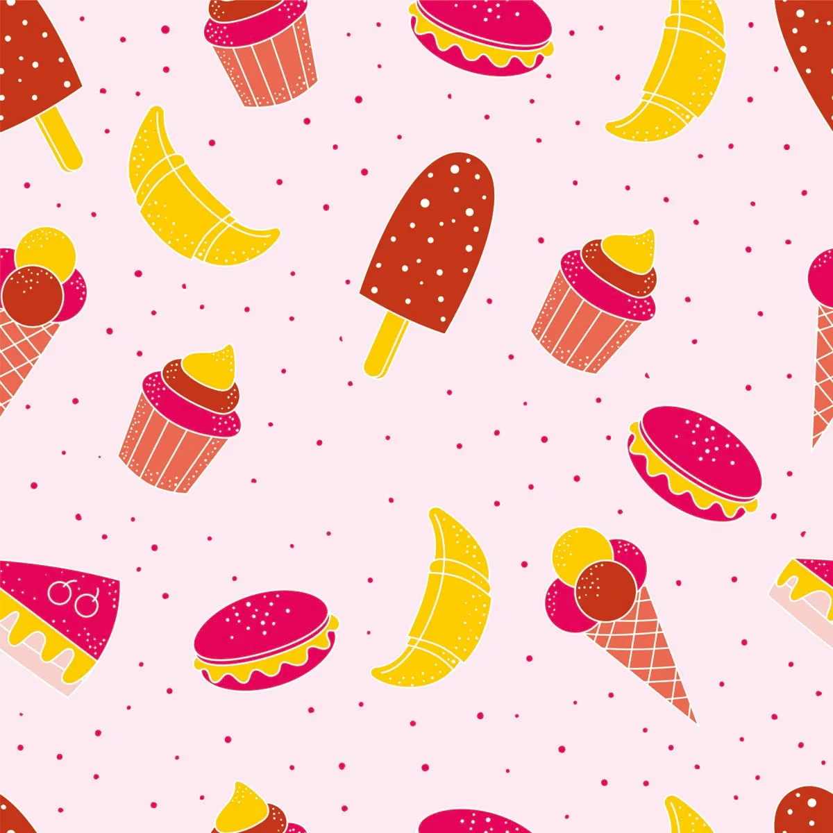 Hand Drawn Dessert Seamless Pattern