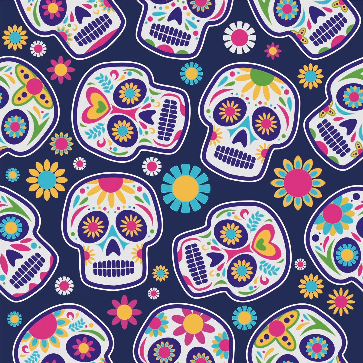 Calavera Sugar Skull Seamless Pattern