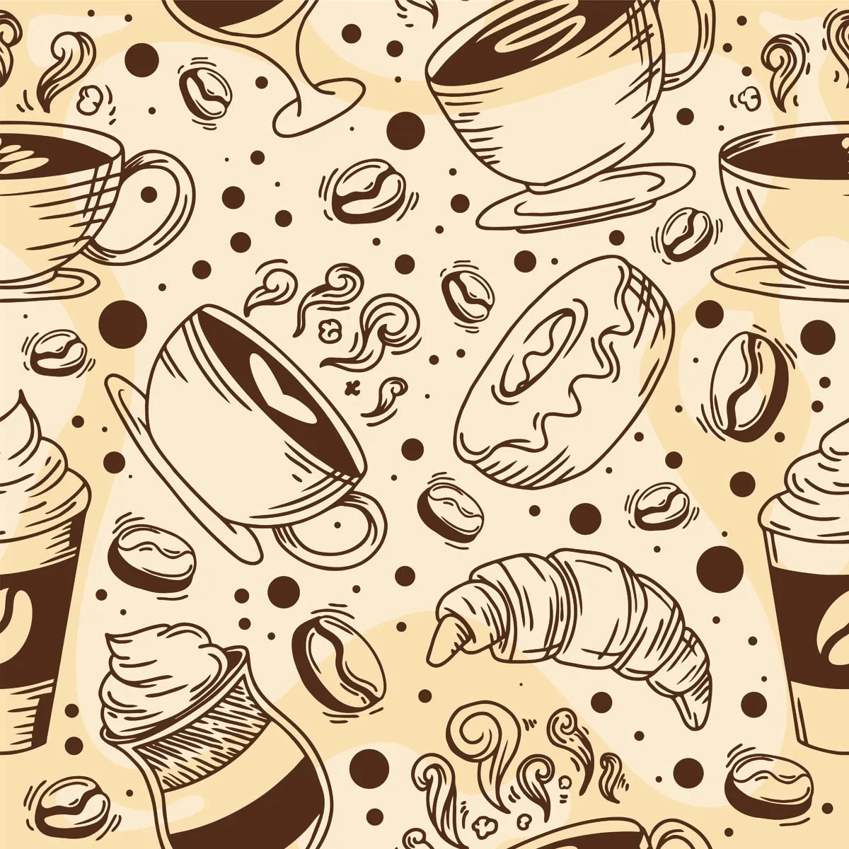 Coffee Beverage Seamless Pattern Background