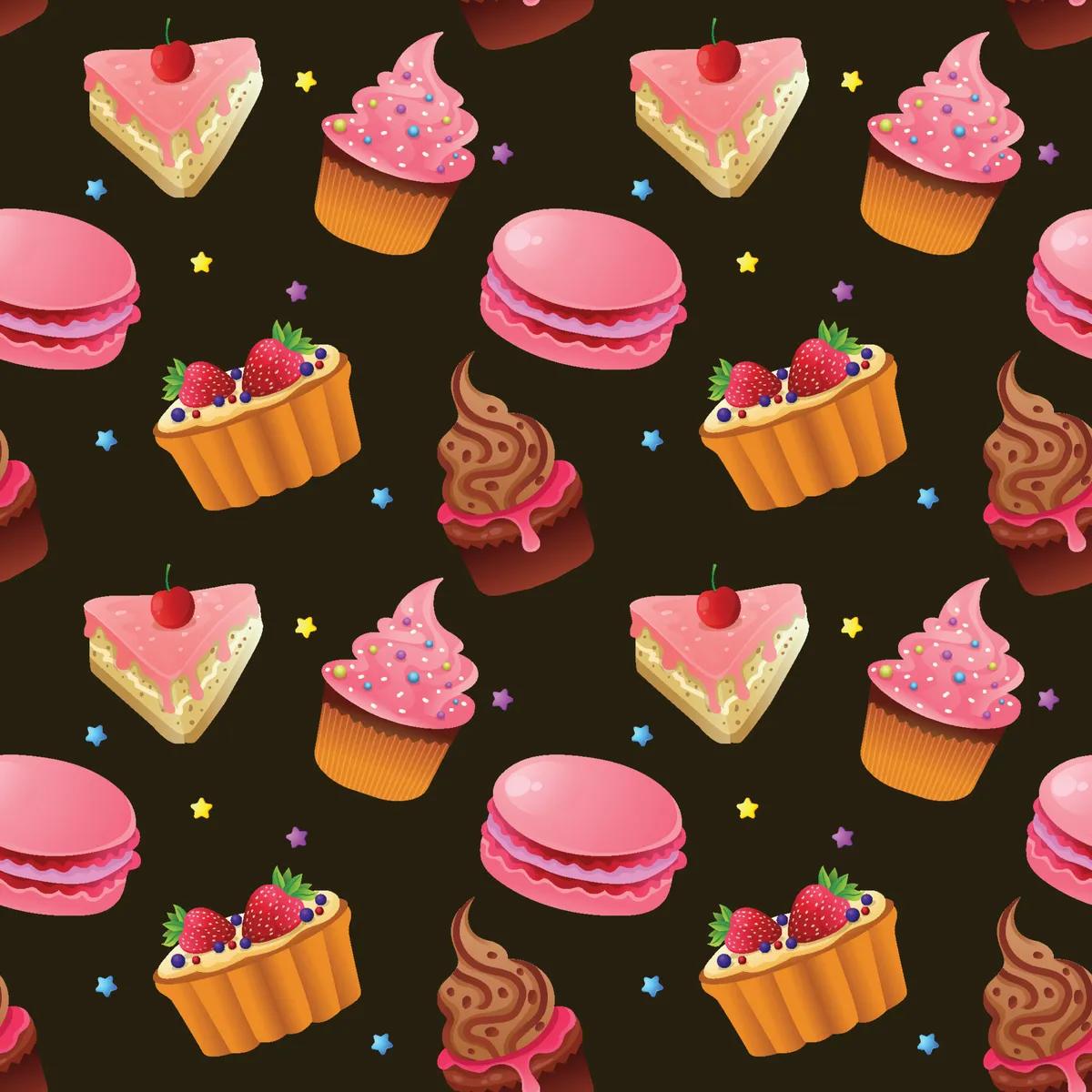 Dessert Food Seamless Pattern Background