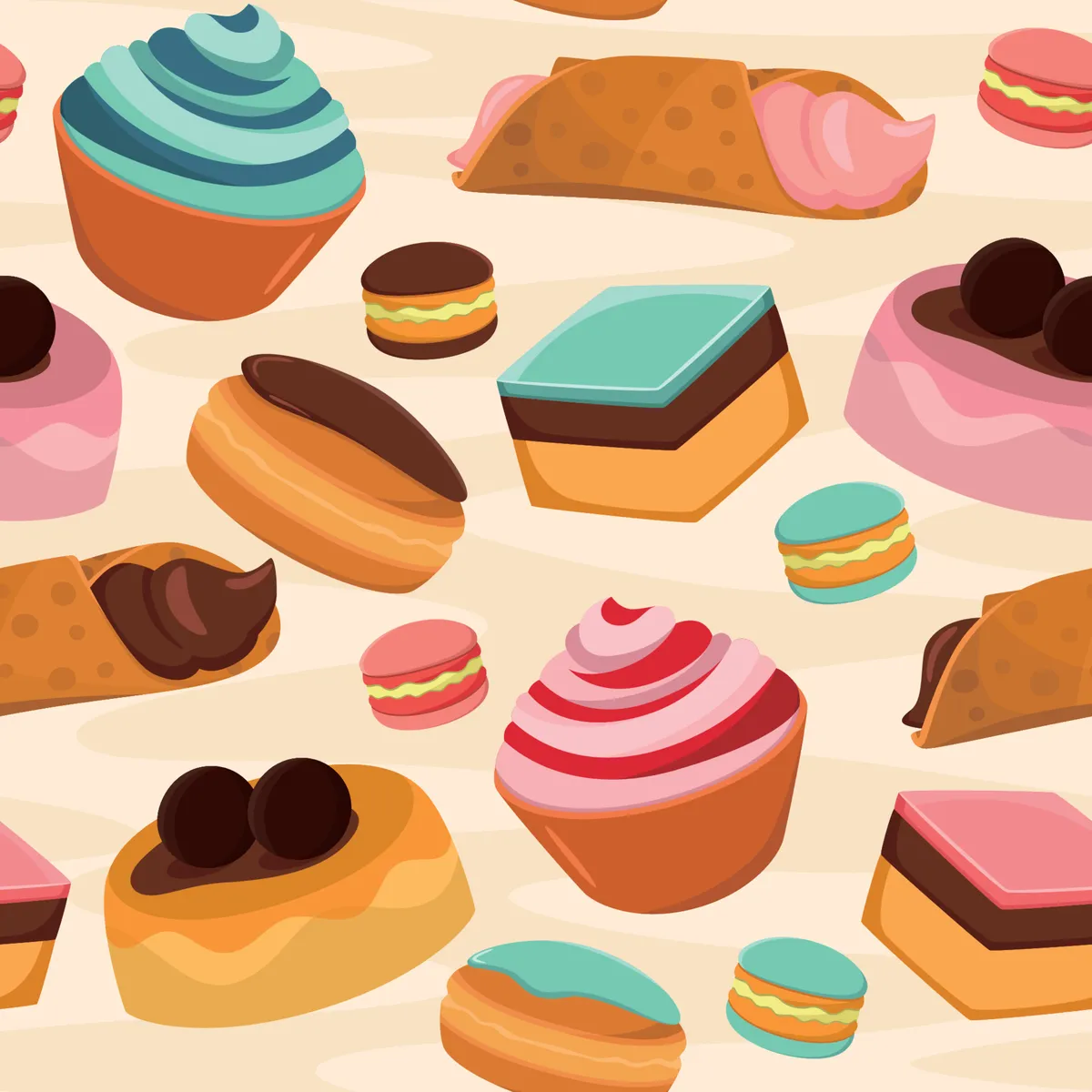 Cartoon Sweetness Dessert Seamless Pattern