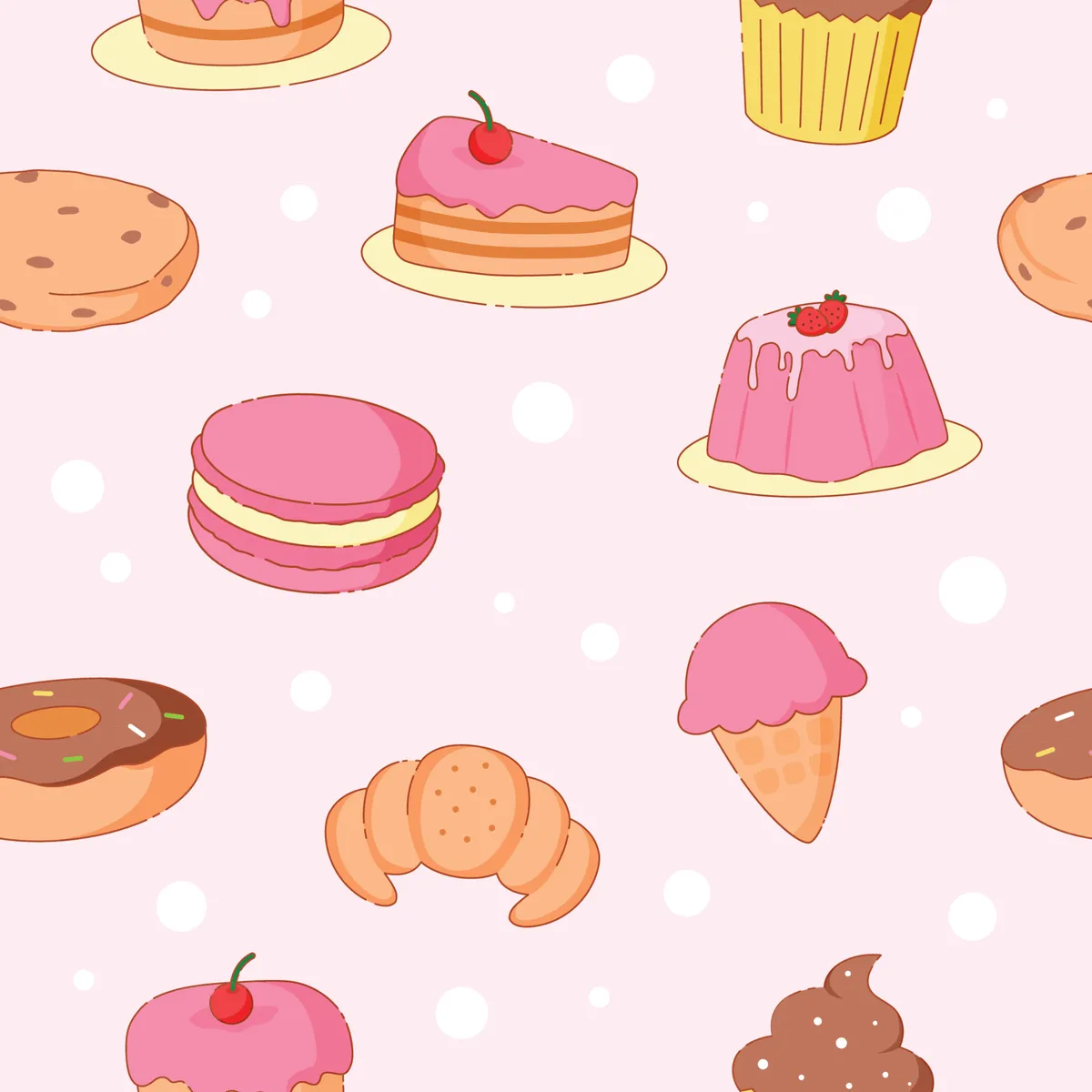 Sweet Dessert Seamless Pattern Background