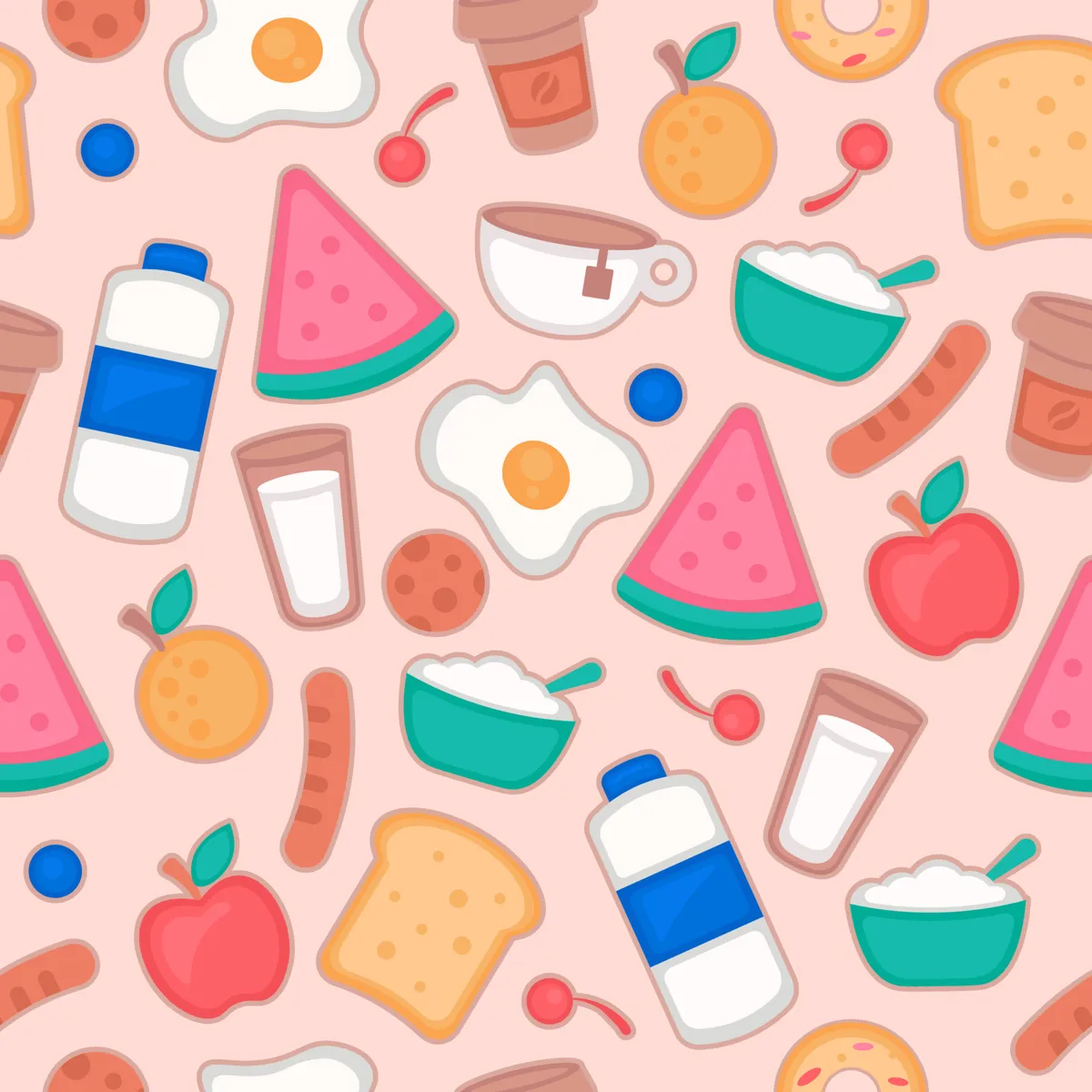 Breakfast Seamless Pattern Background Concept
