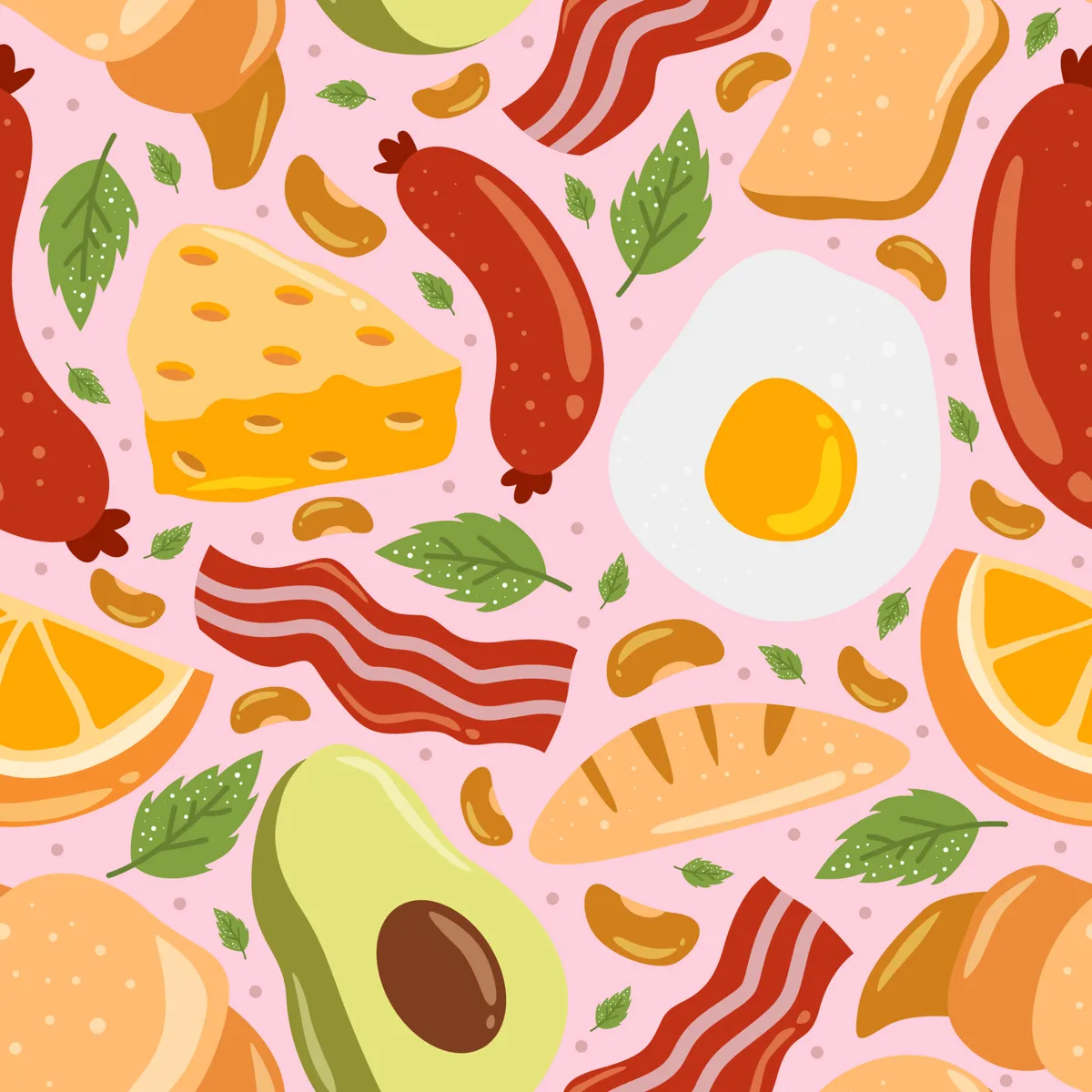 Breakfast Doodle Element Seamless Pattern
