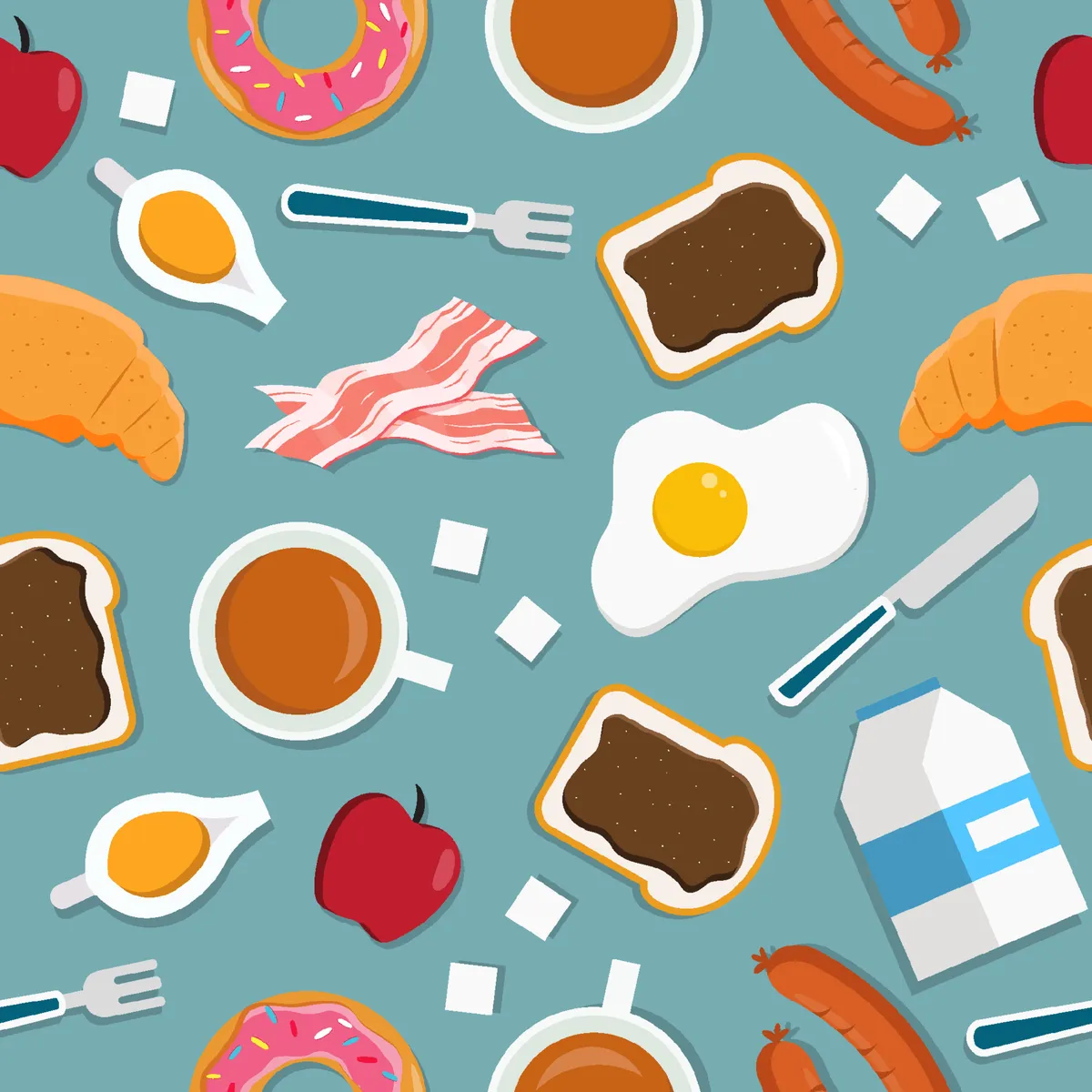 Morning Breakfast Seamless Pattern Background