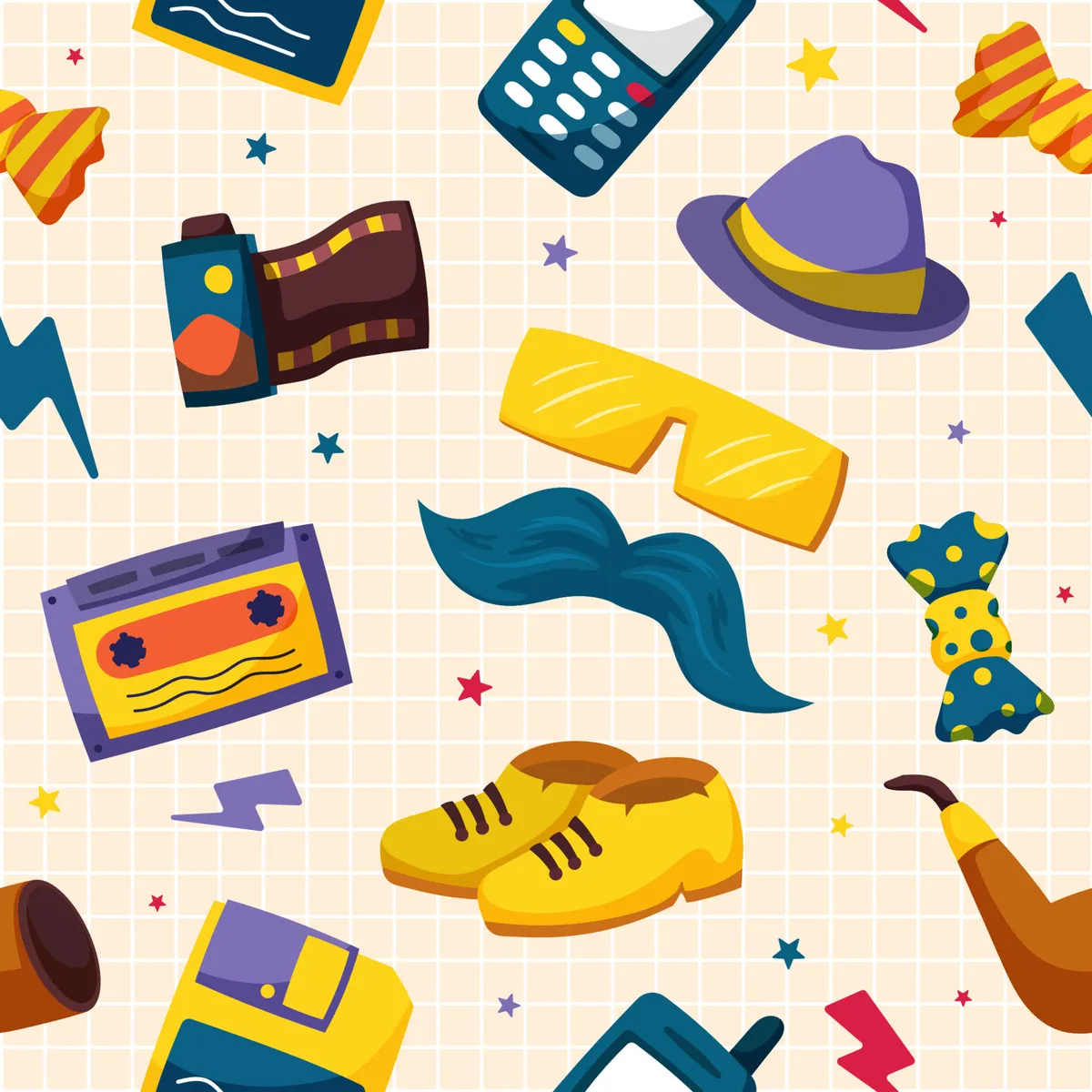 Retro 90s Item Seamless Pattern