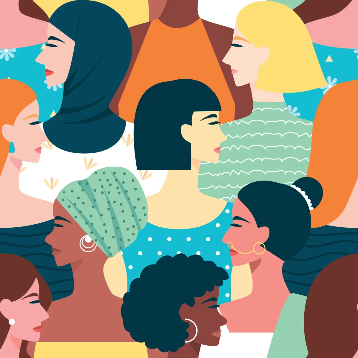 Unity of Women Seamless Pattern