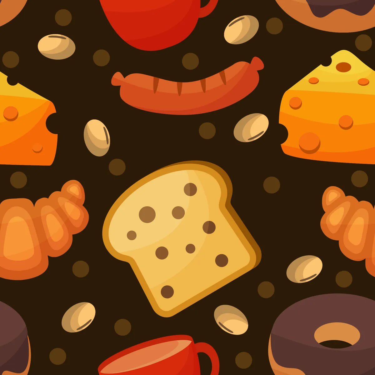 Breakfast Menu Seamless Pattern Background