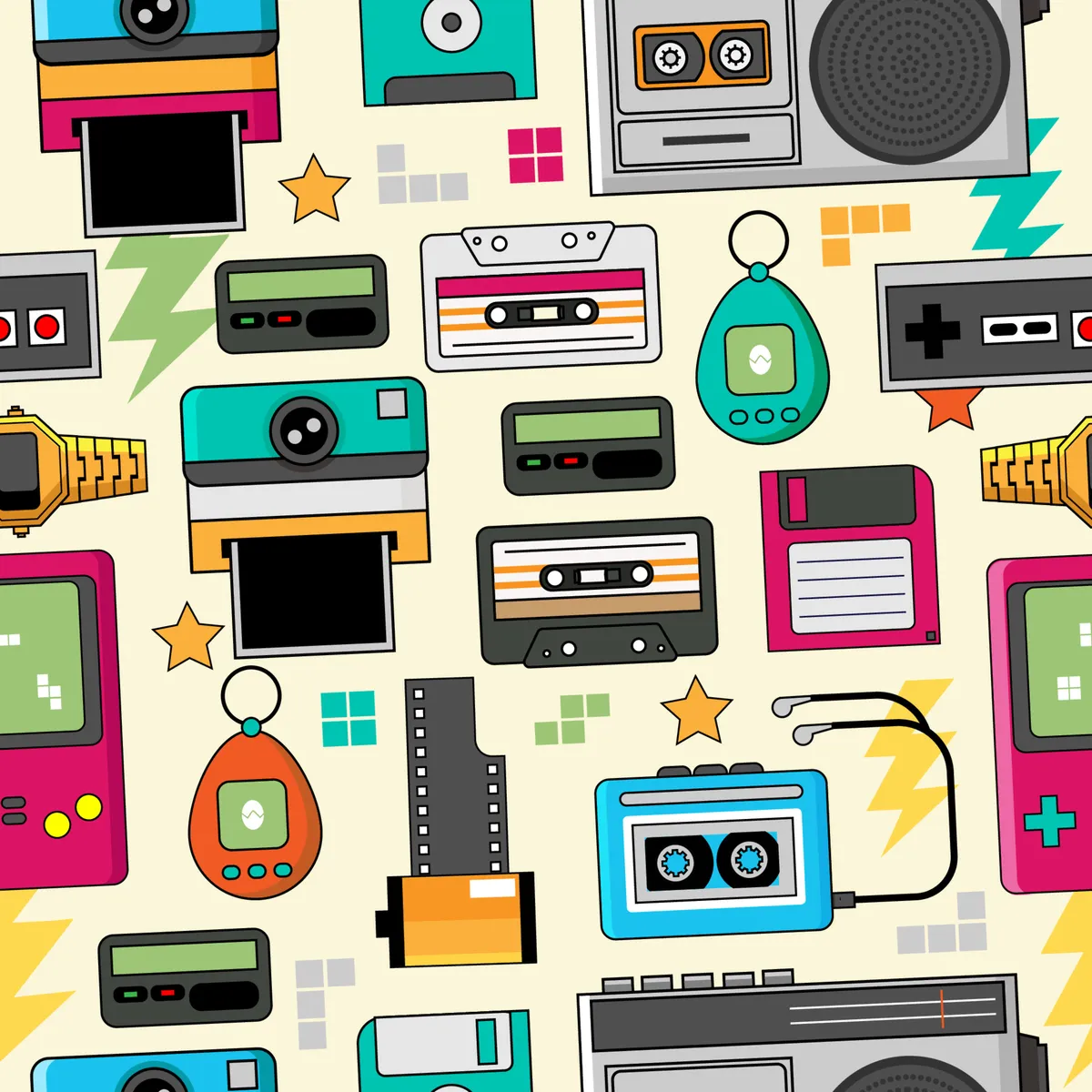 Vintage Retro 90s Pattern Background
