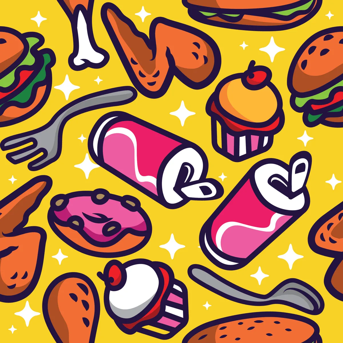 Junkfood Seamless Pattern Background Concept