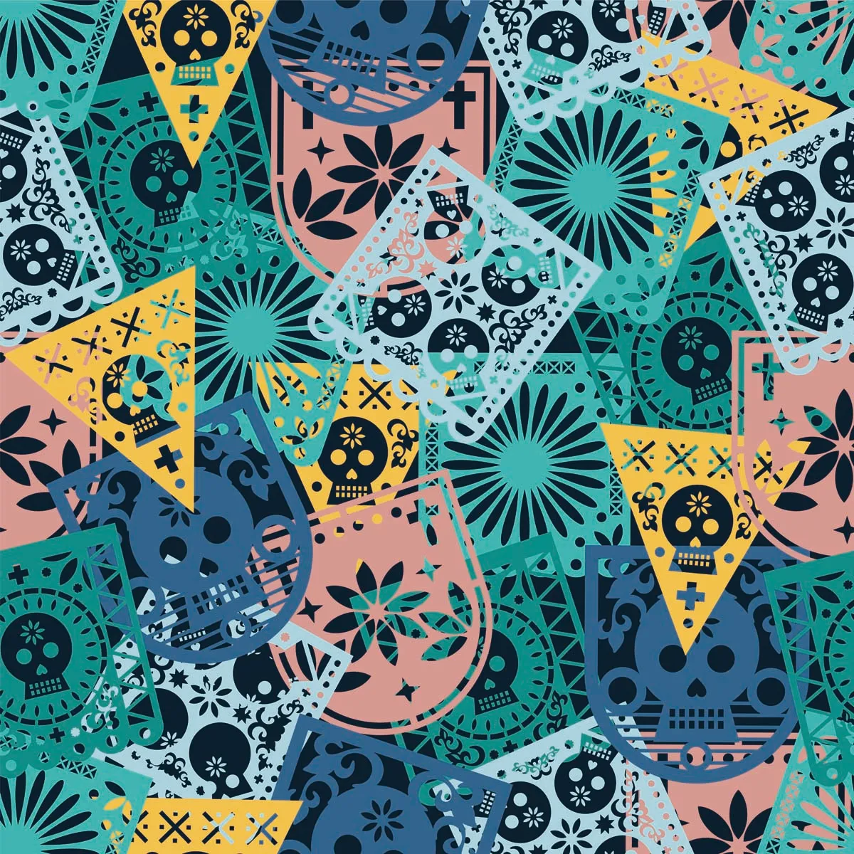 Papel Picado Perforated Paper Seamless Pattern