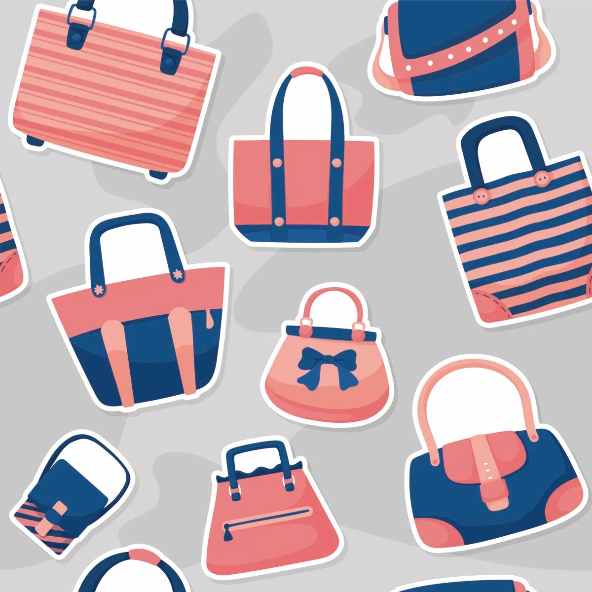 Bags Variety Pink Blue Seamless Pattern