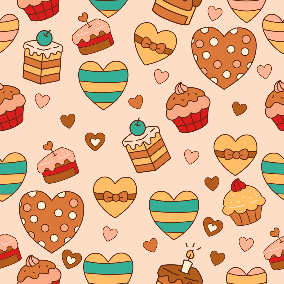 Seamless Chocolate And Sweet Cakes Pattern