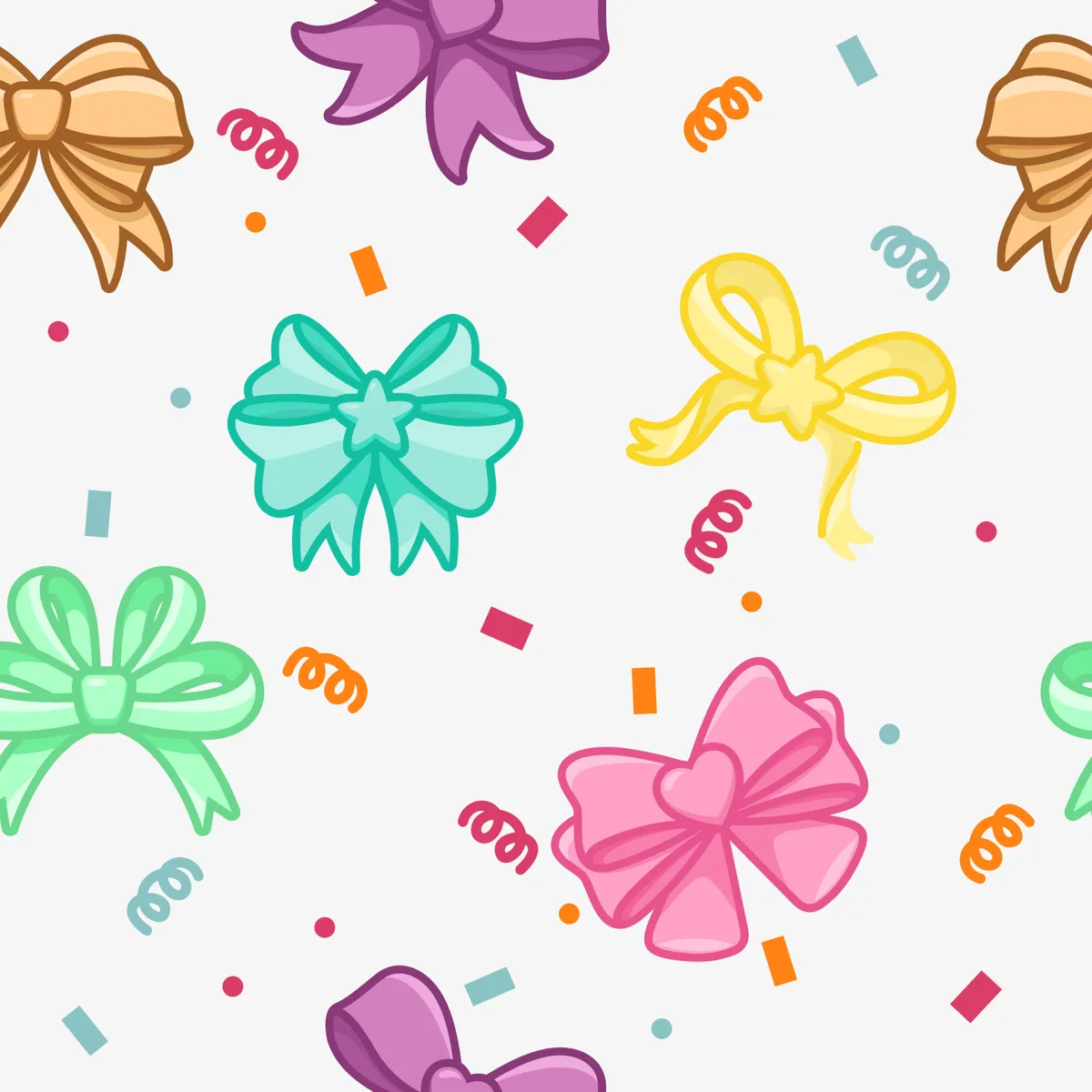 Seamless Pattern Background of Cute Colorful Ribbons