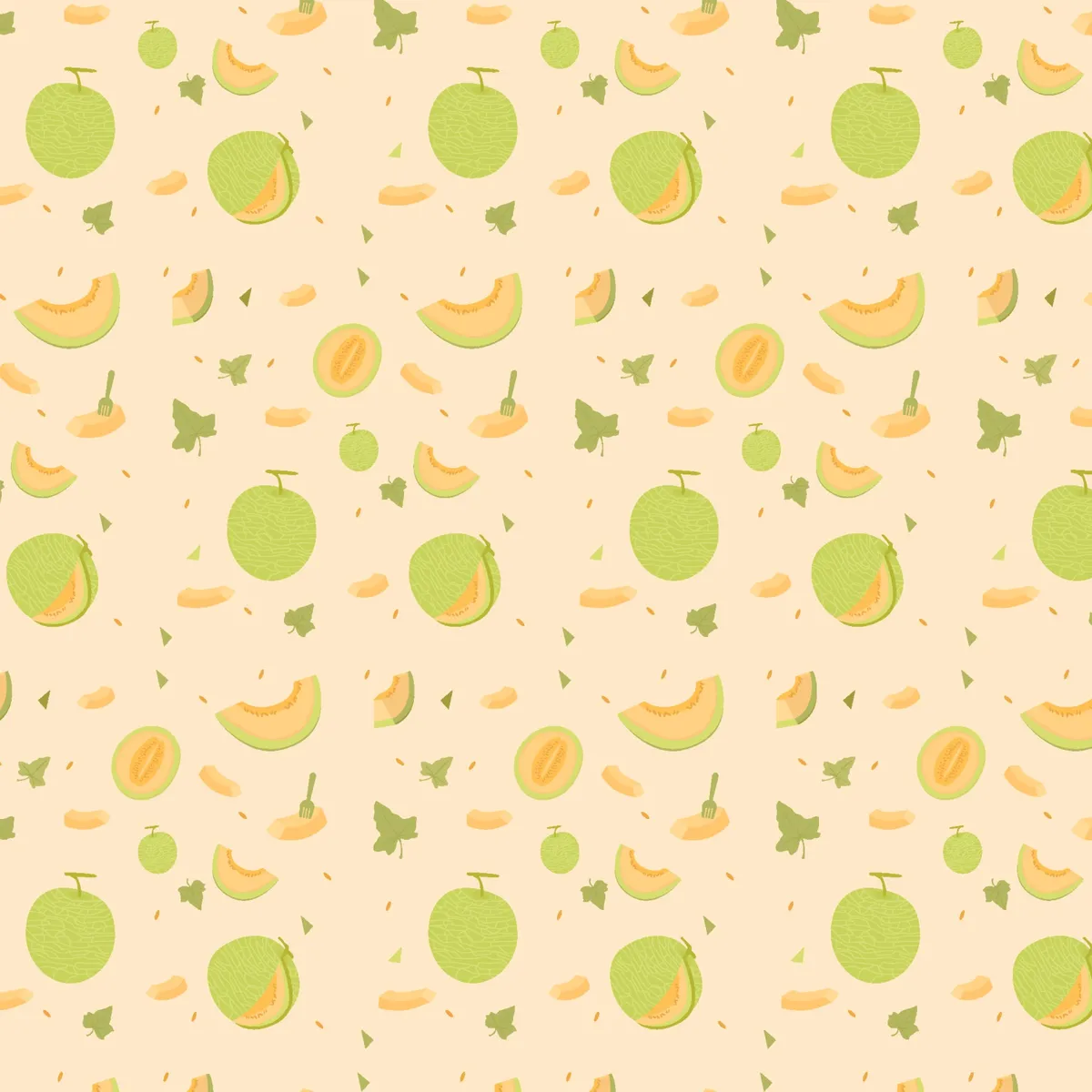 Melon Fruit Seamless Pattern
