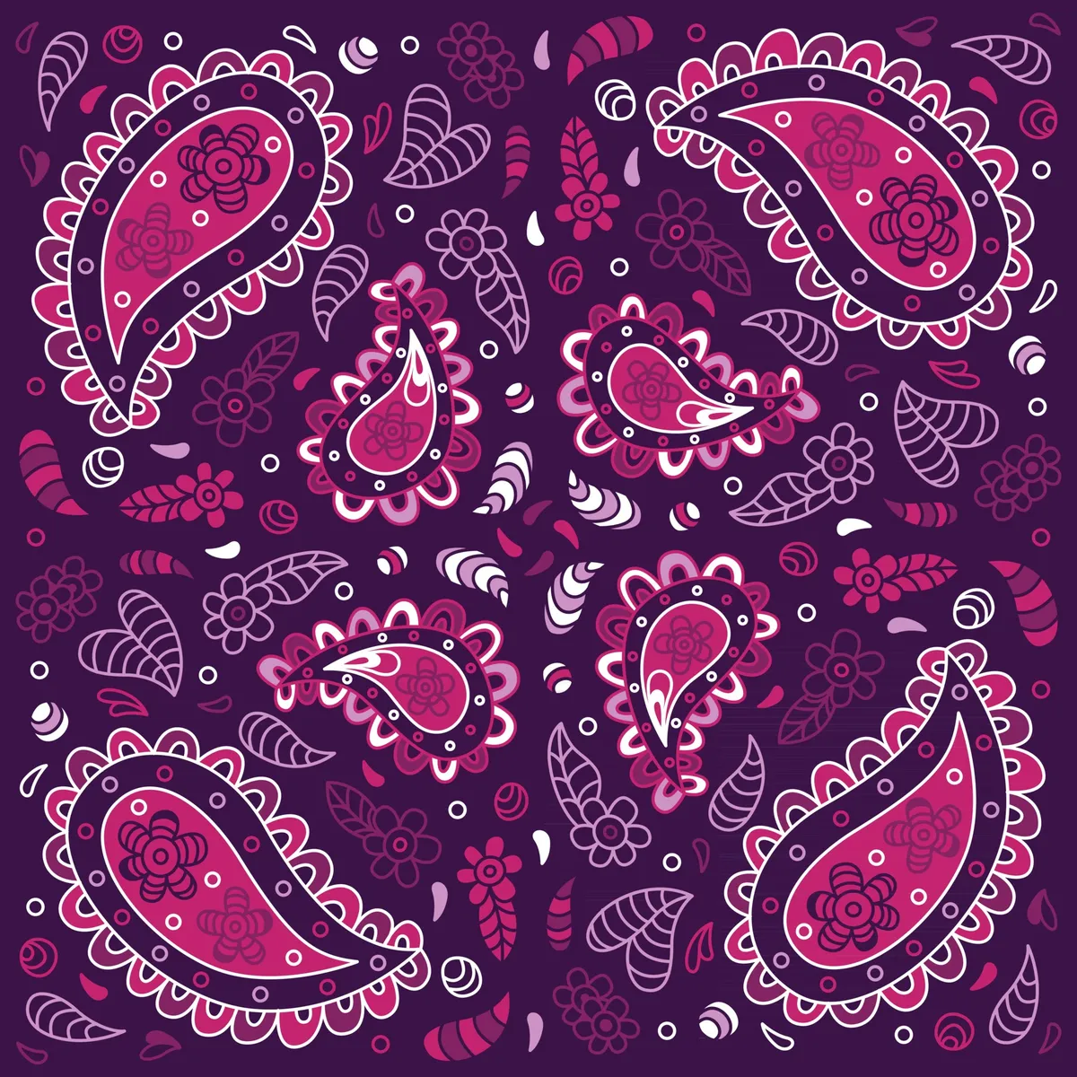 Handdrawn paisley bandana pattern