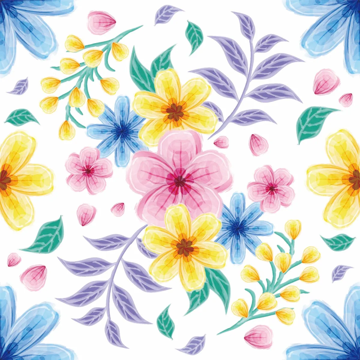 Beautiful Watercolour Floral Seamless Pattern